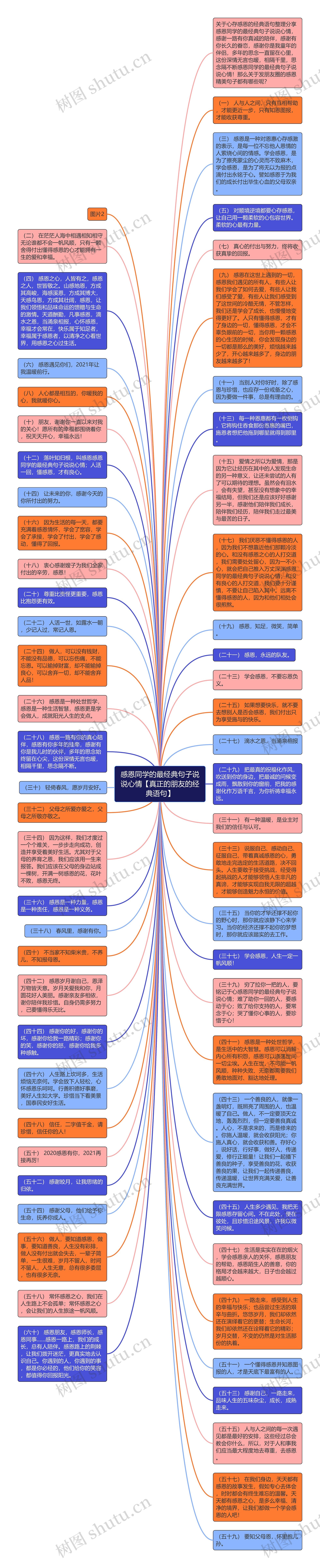 感恩同学的最经典句子说说心情【真正的朋友的经典语句】思维导图