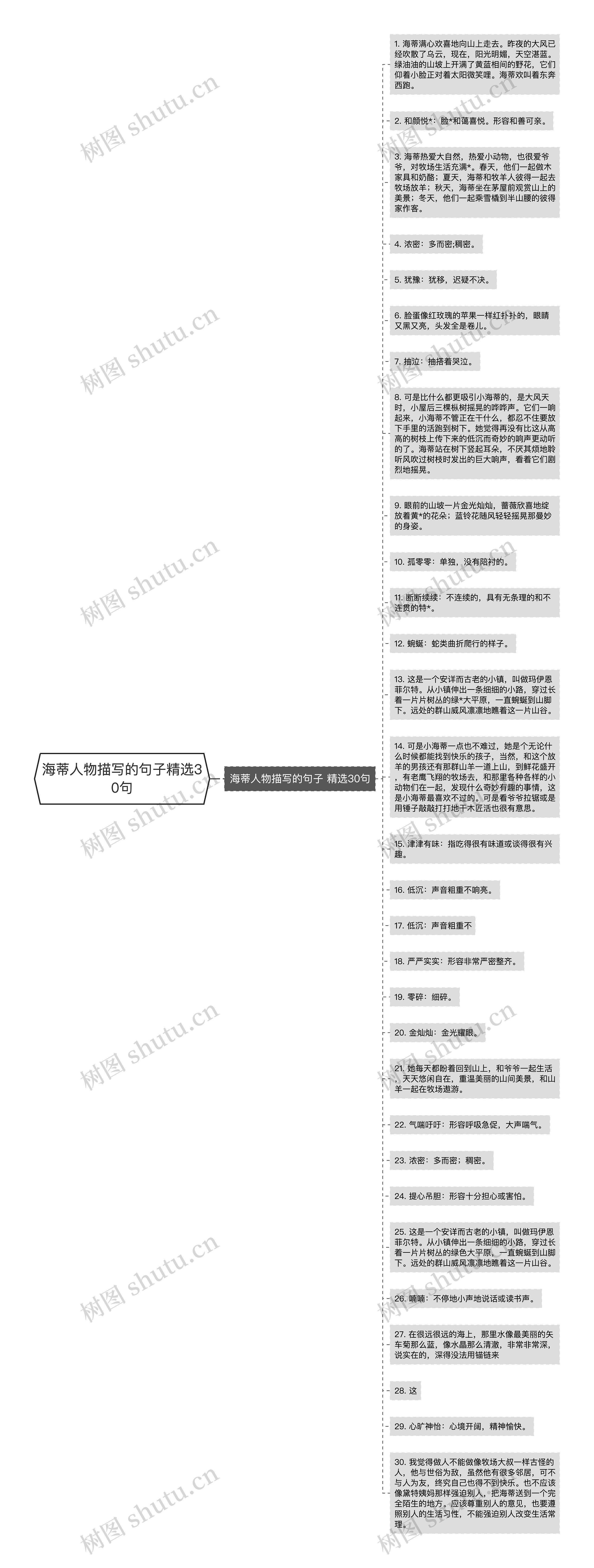 海蒂人物描写的句子精选30句思维导图