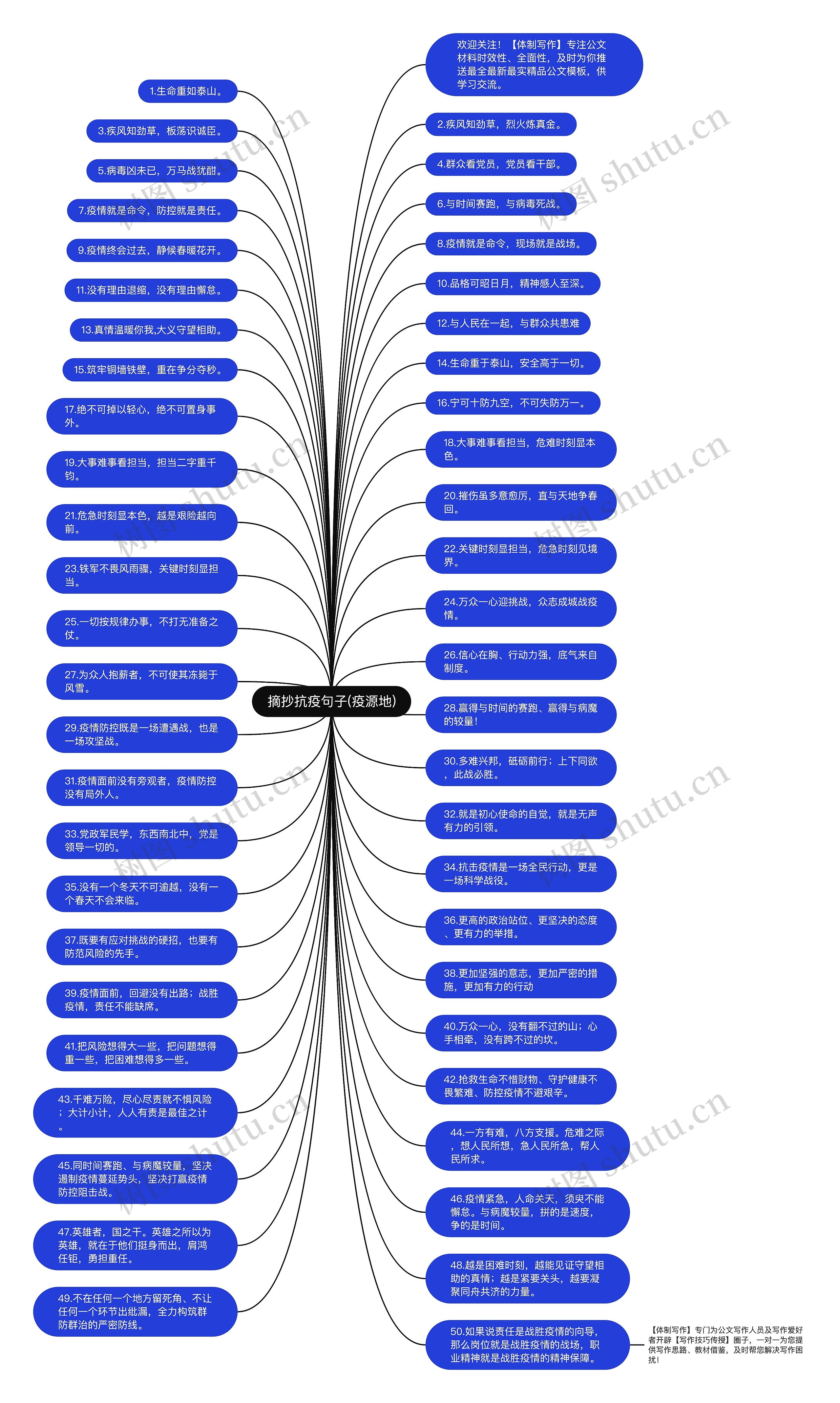 摘抄抗疫句子(疫源地)思维导图