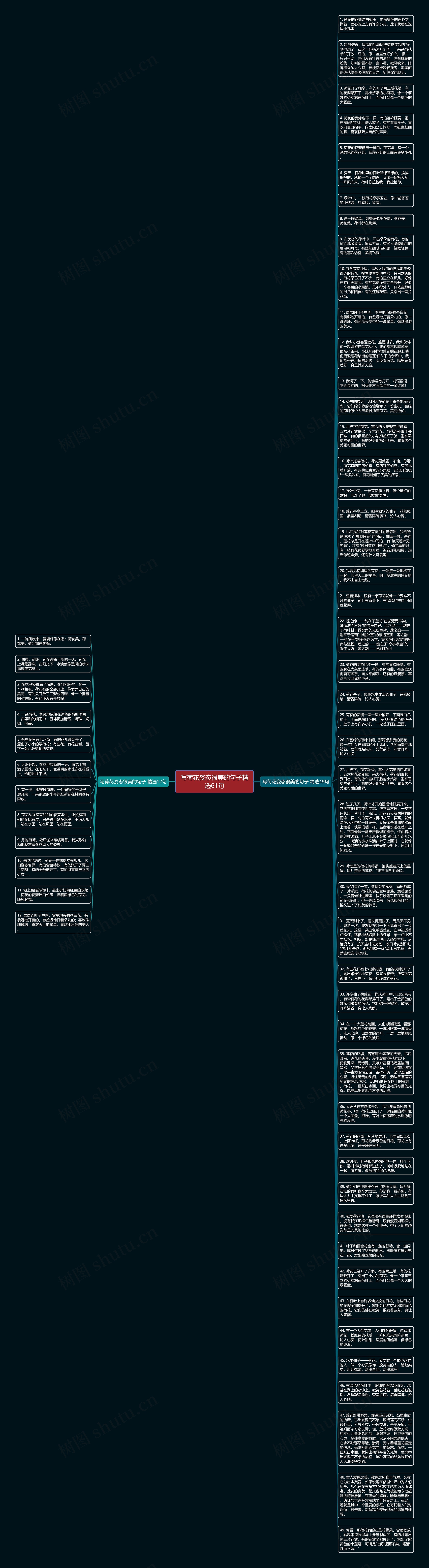 写荷花姿态很美的句子精选61句思维导图