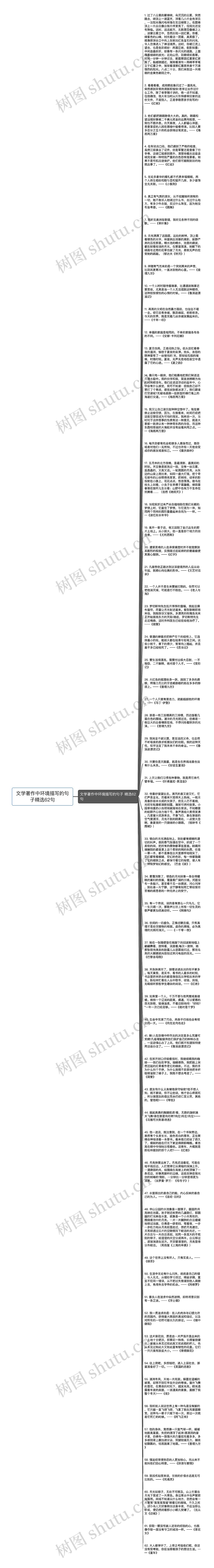 文学著作中环境描写的句子精选62句思维导图