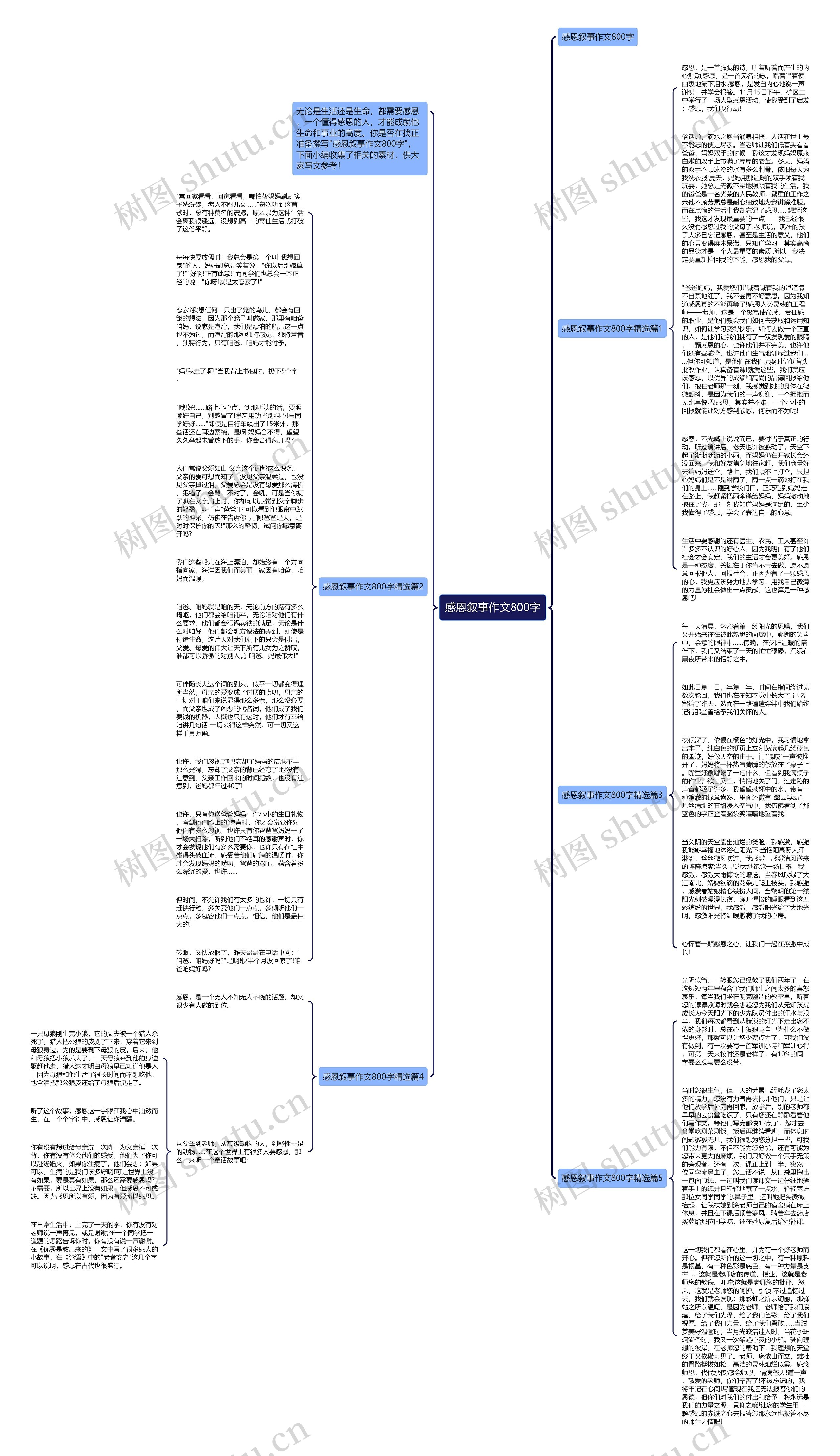 感恩叙事作文800字思维导图