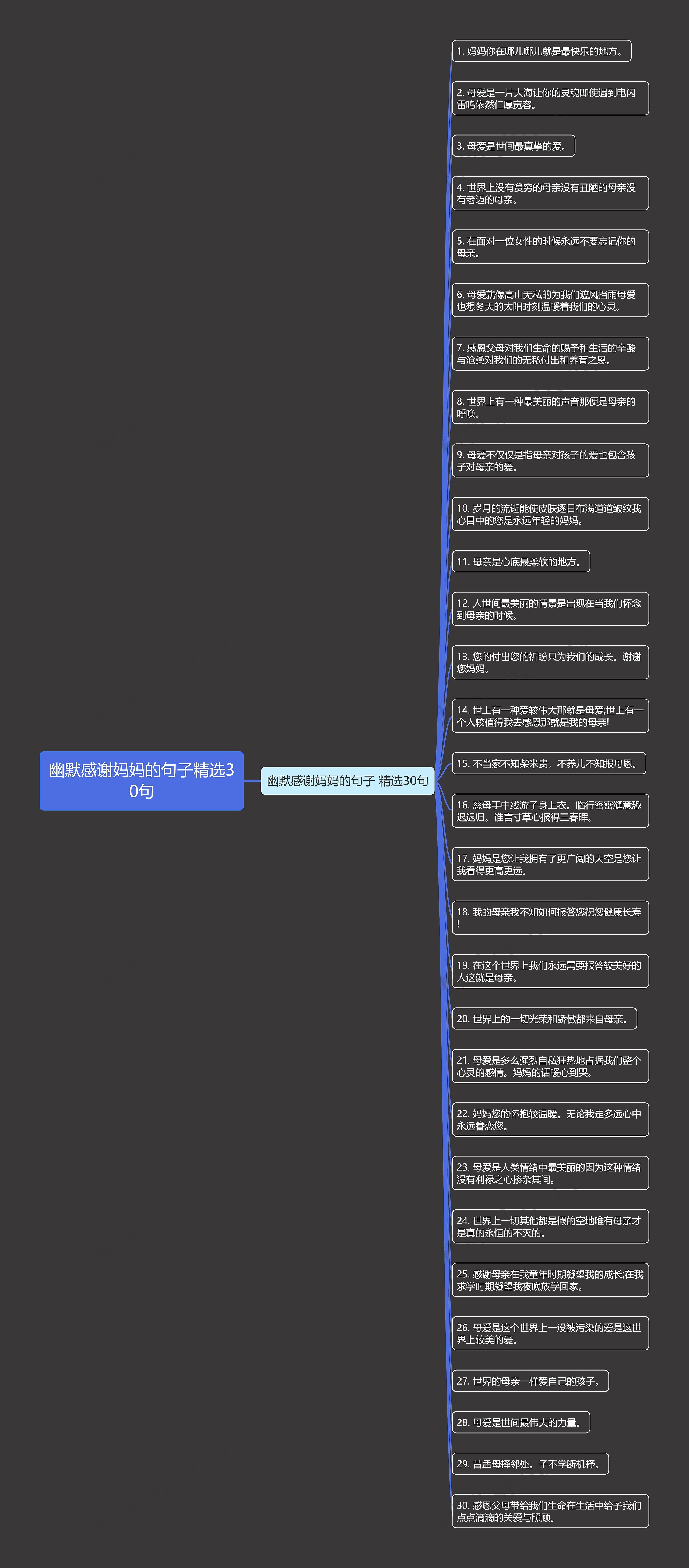 幽默感谢妈妈的句子精选30句思维导图