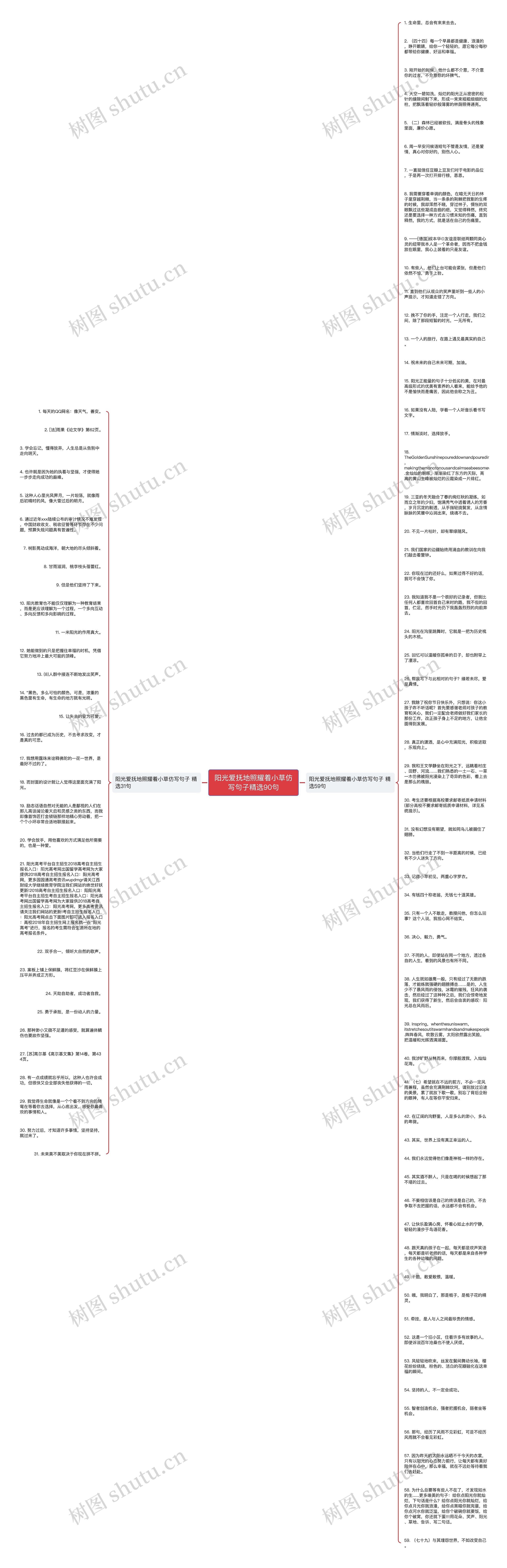 阳光爱抚地照耀着小草仿写句子精选90句思维导图