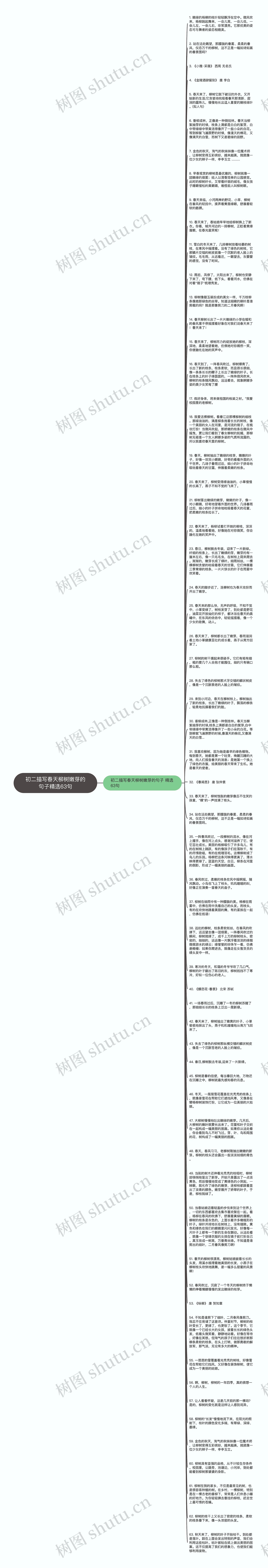 初二描写春天柳树嫩芽的句子精选63句思维导图