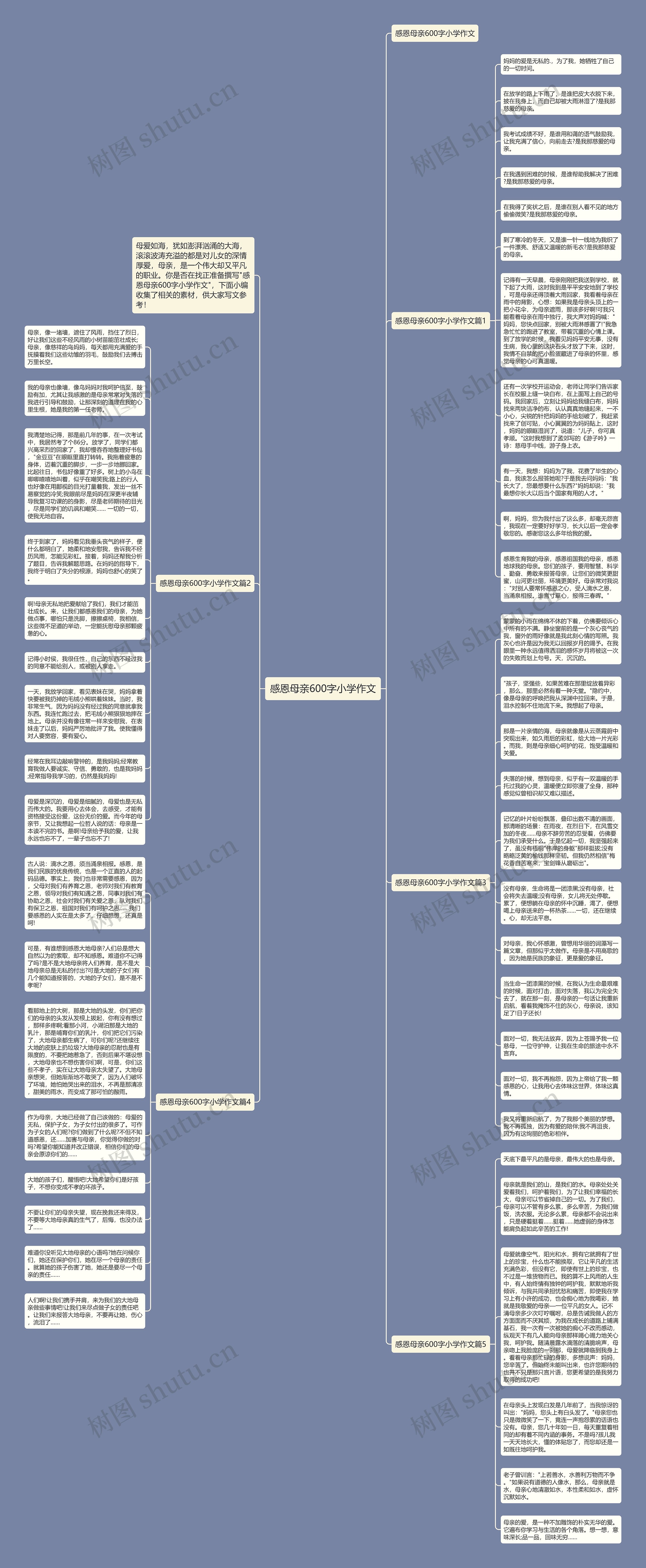 感恩母亲600字小学作文思维导图