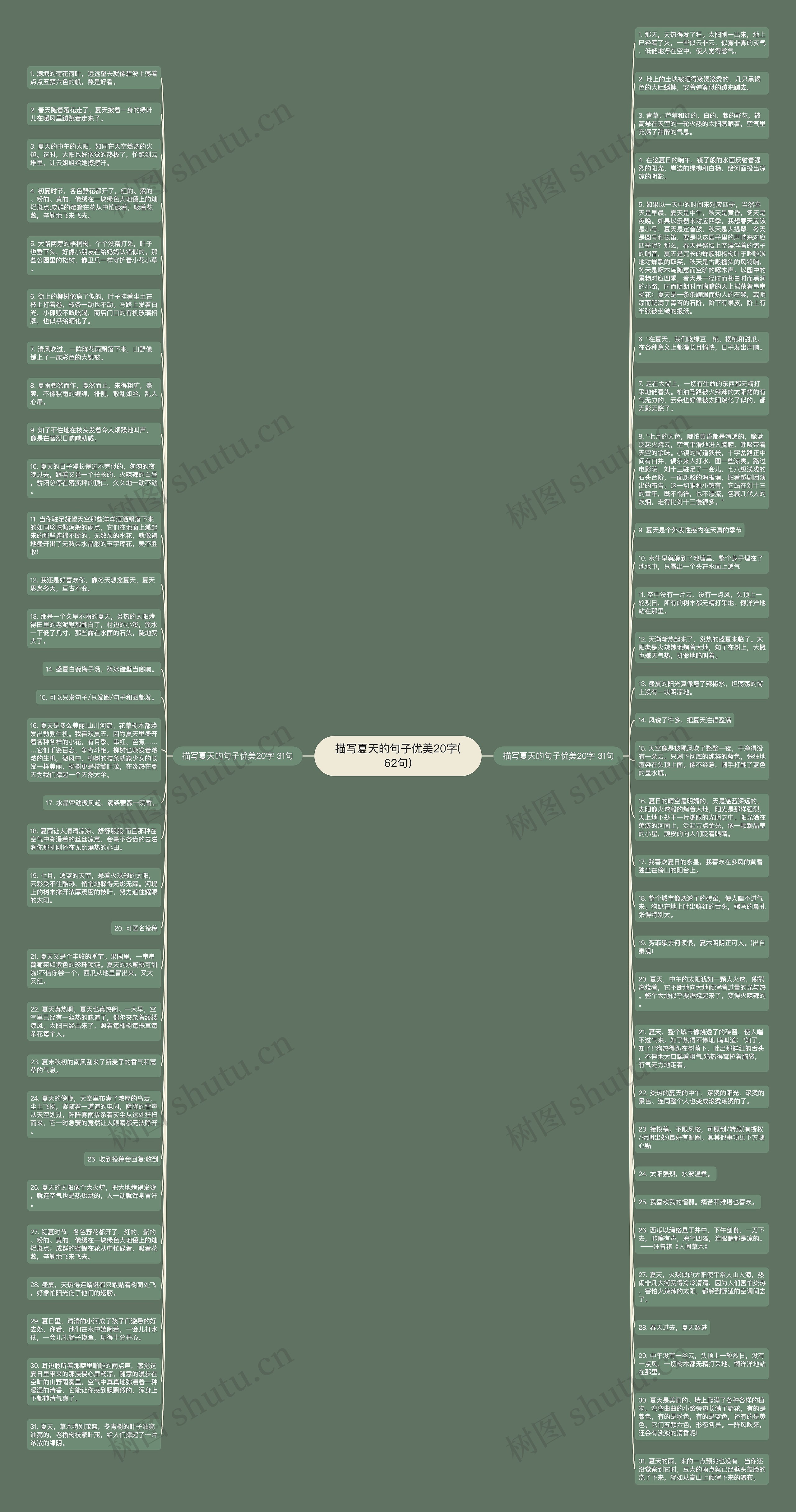 描写夏天的句子优美20字(62句)思维导图