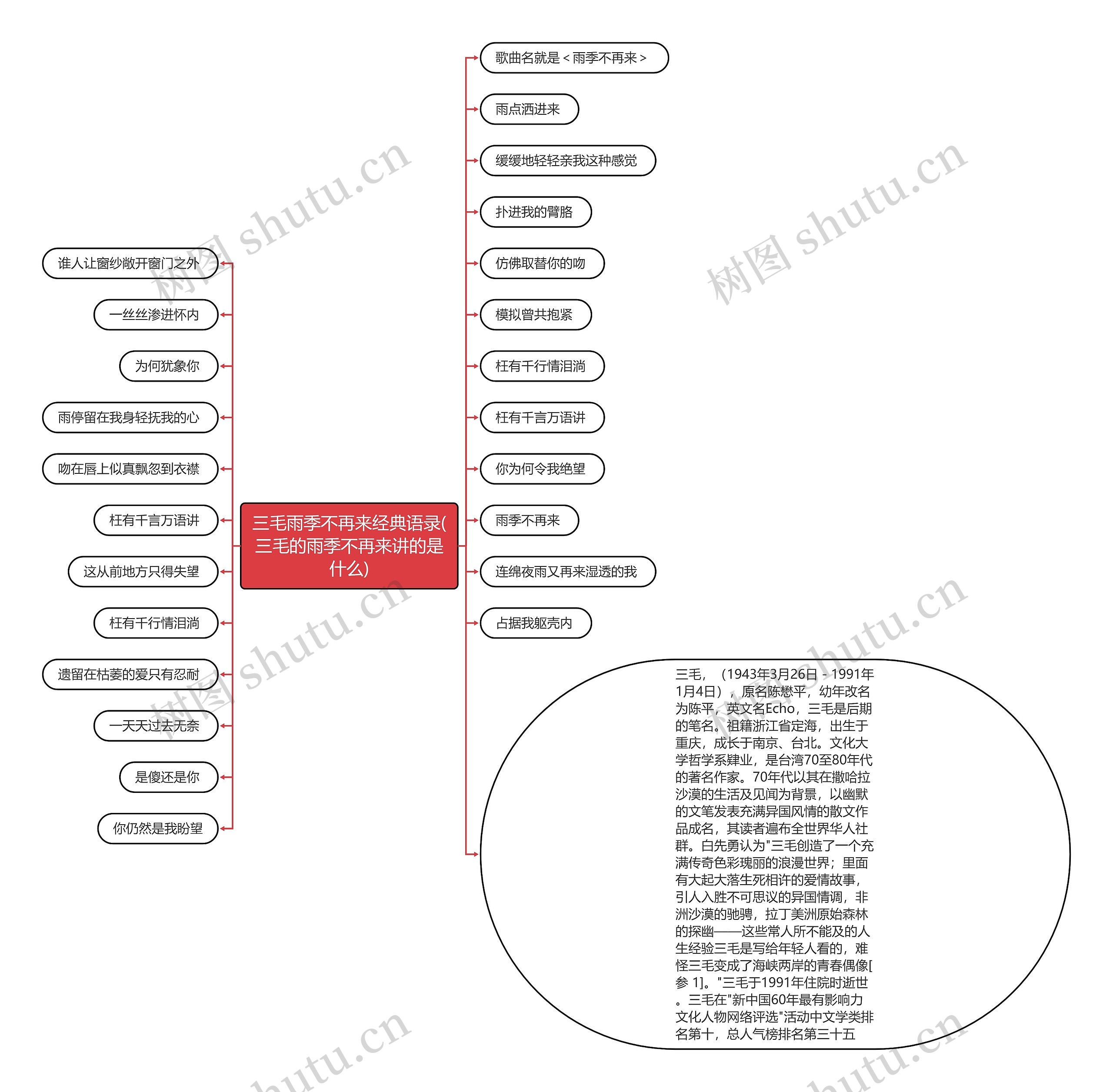 三毛雨季不再来经典语录(三毛的雨季不再来讲的是什么)思维导图