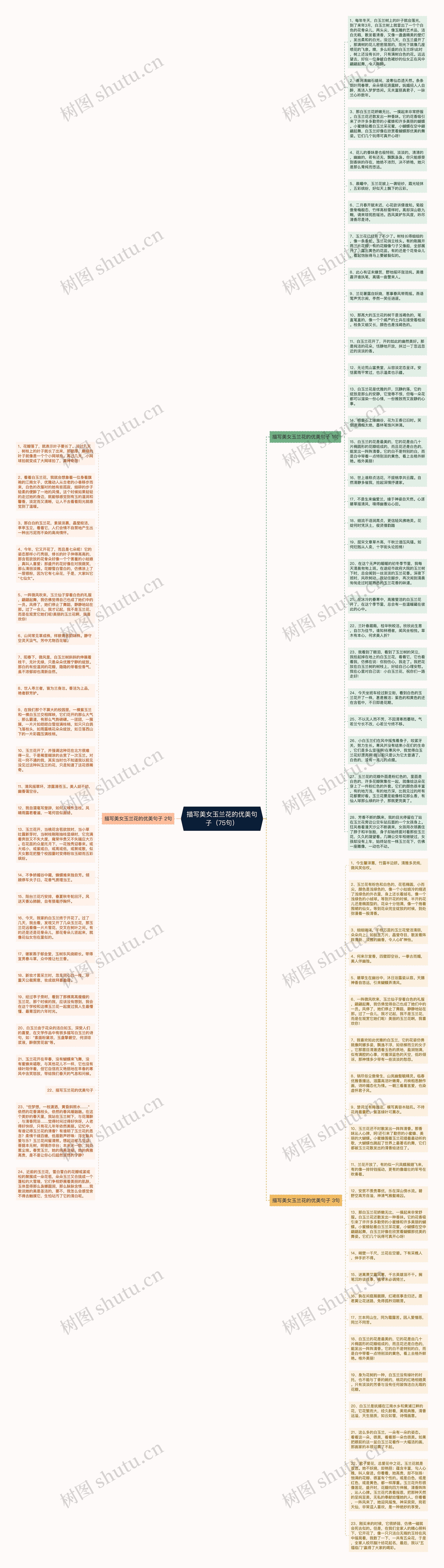 描写美女玉兰花的优美句子（75句）思维导图