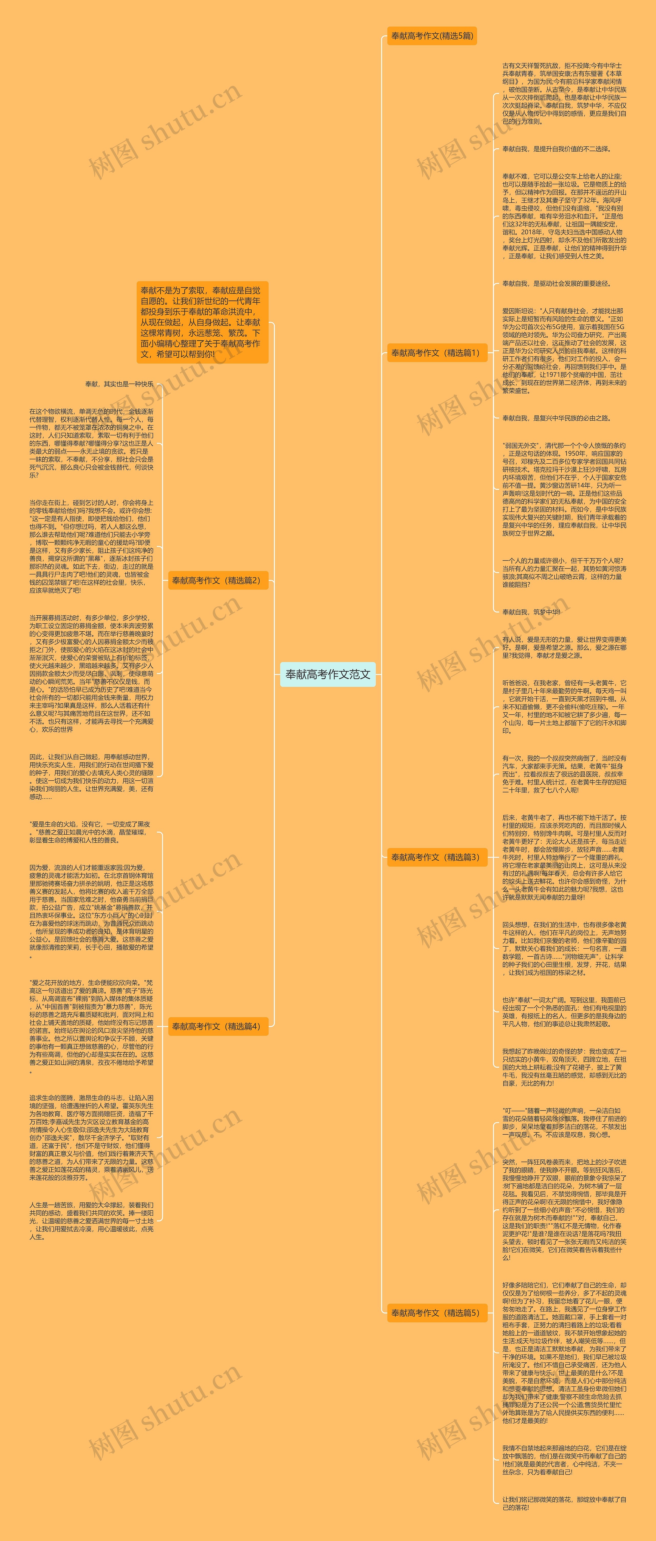 奉献高考作文范文思维导图