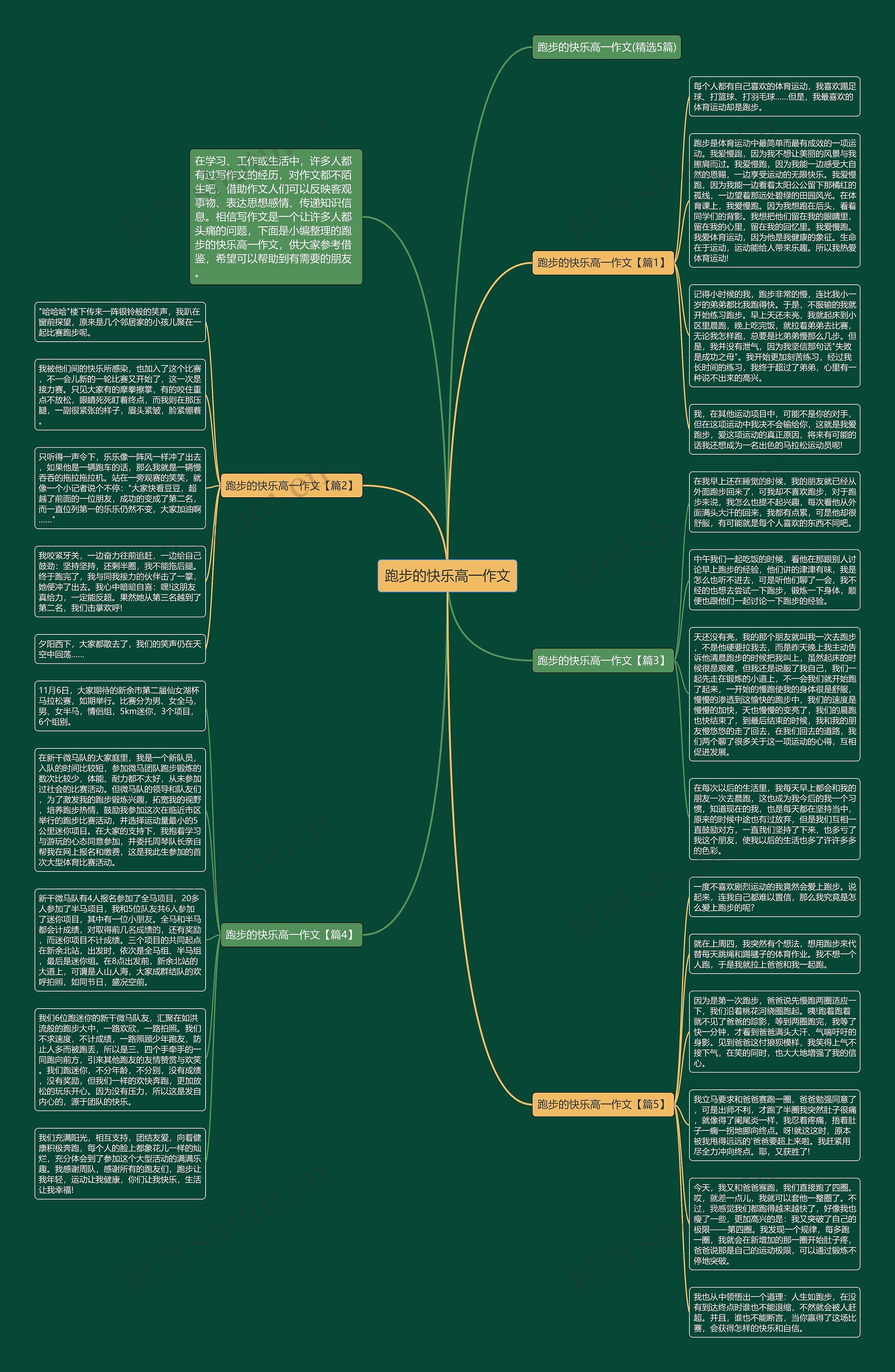跑步的快乐高一作文思维导图