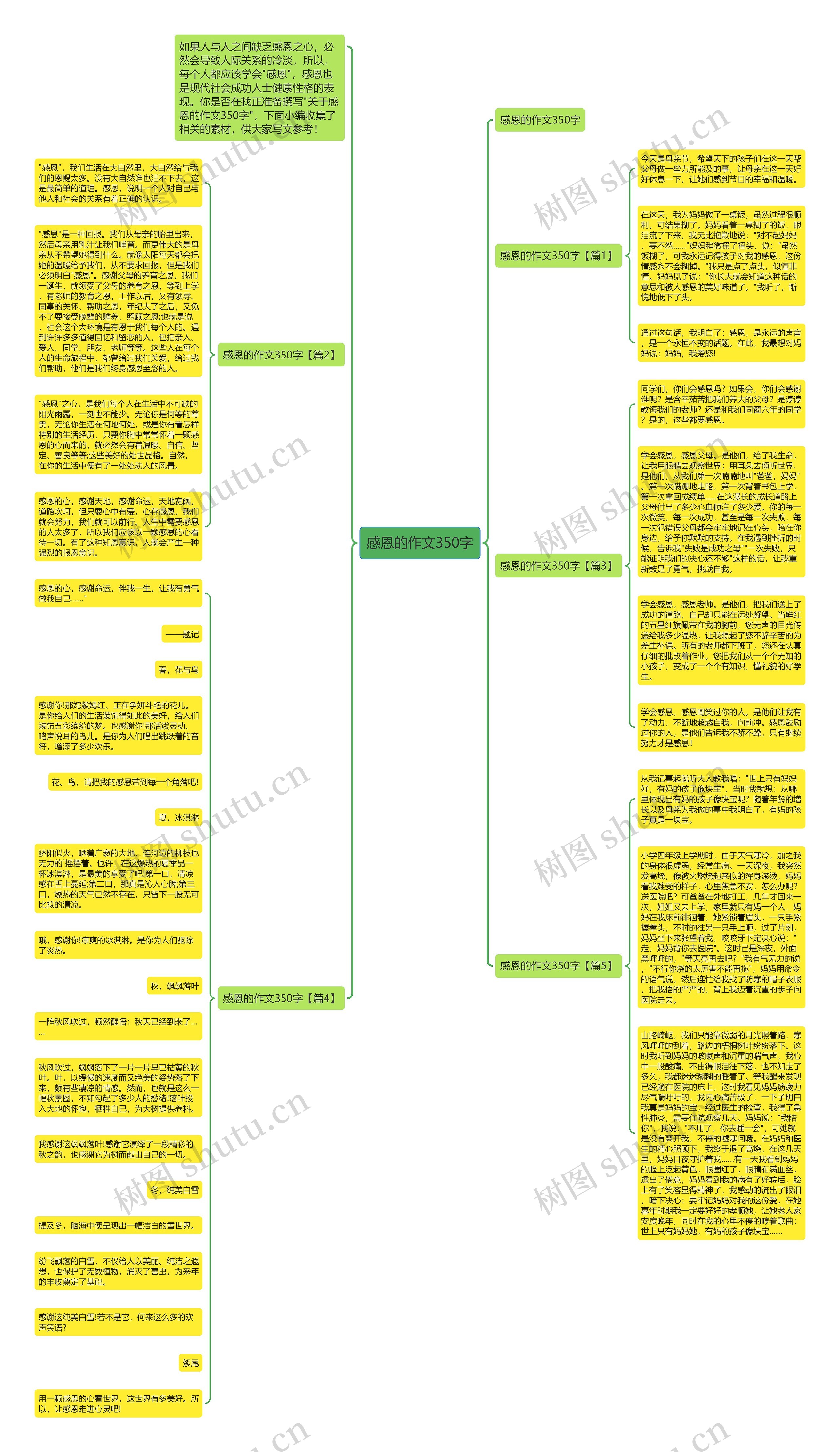 感恩的作文350字思维导图