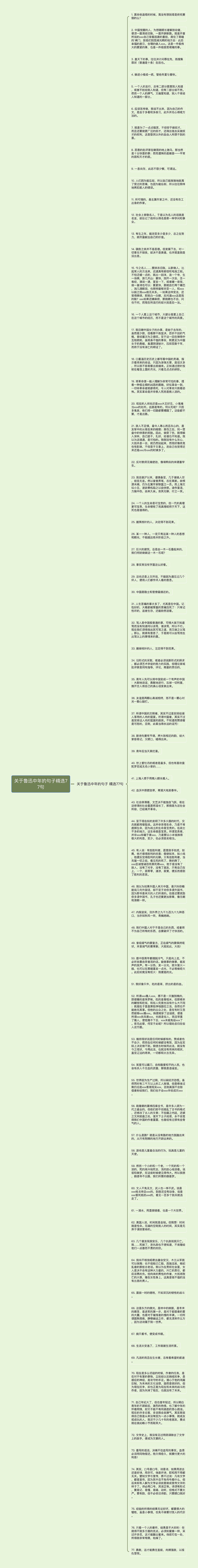 关于鲁迅中年的句子精选77句思维导图高清图 关于鲁迅中年的句子精选77句思维导图