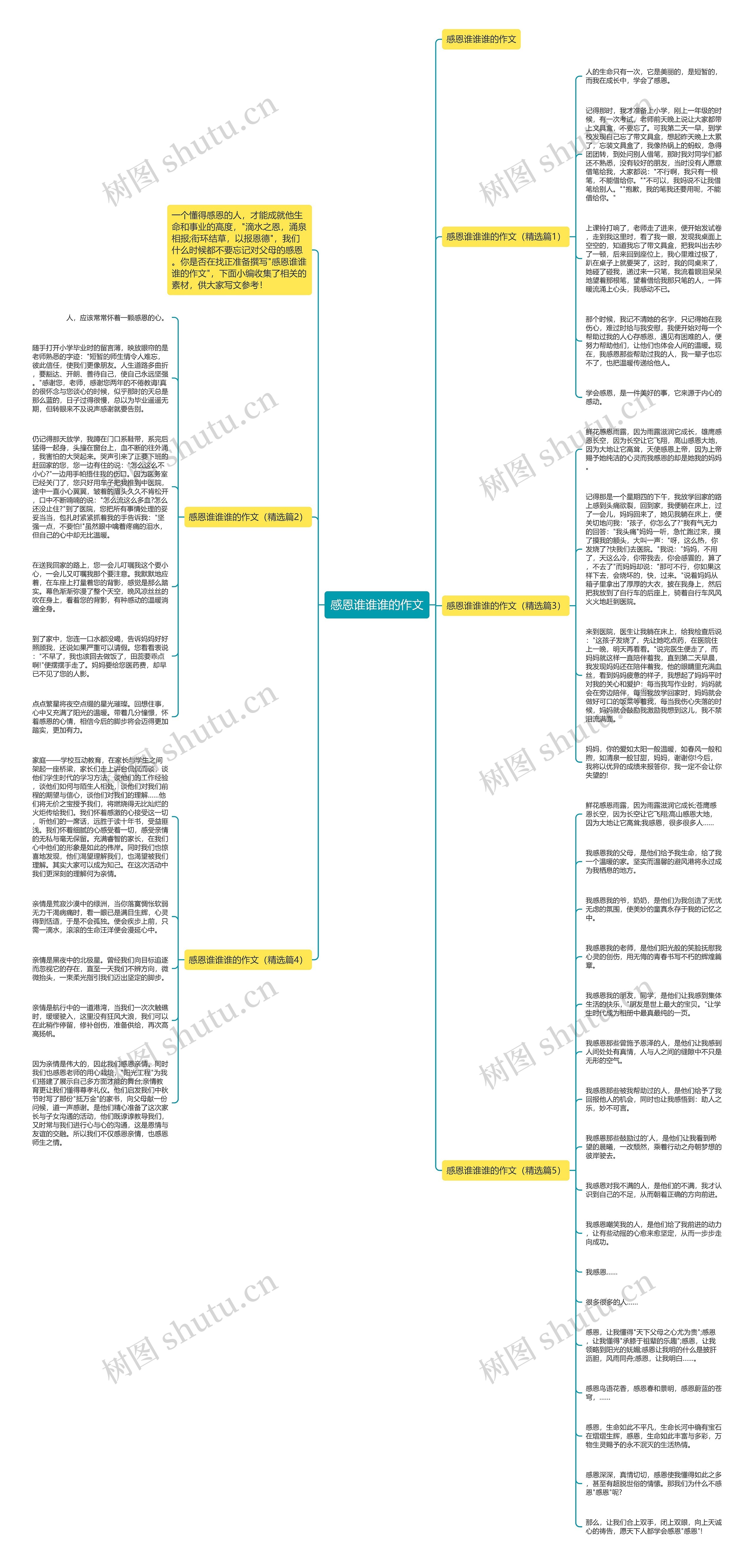 感恩谁谁谁的作文思维导图