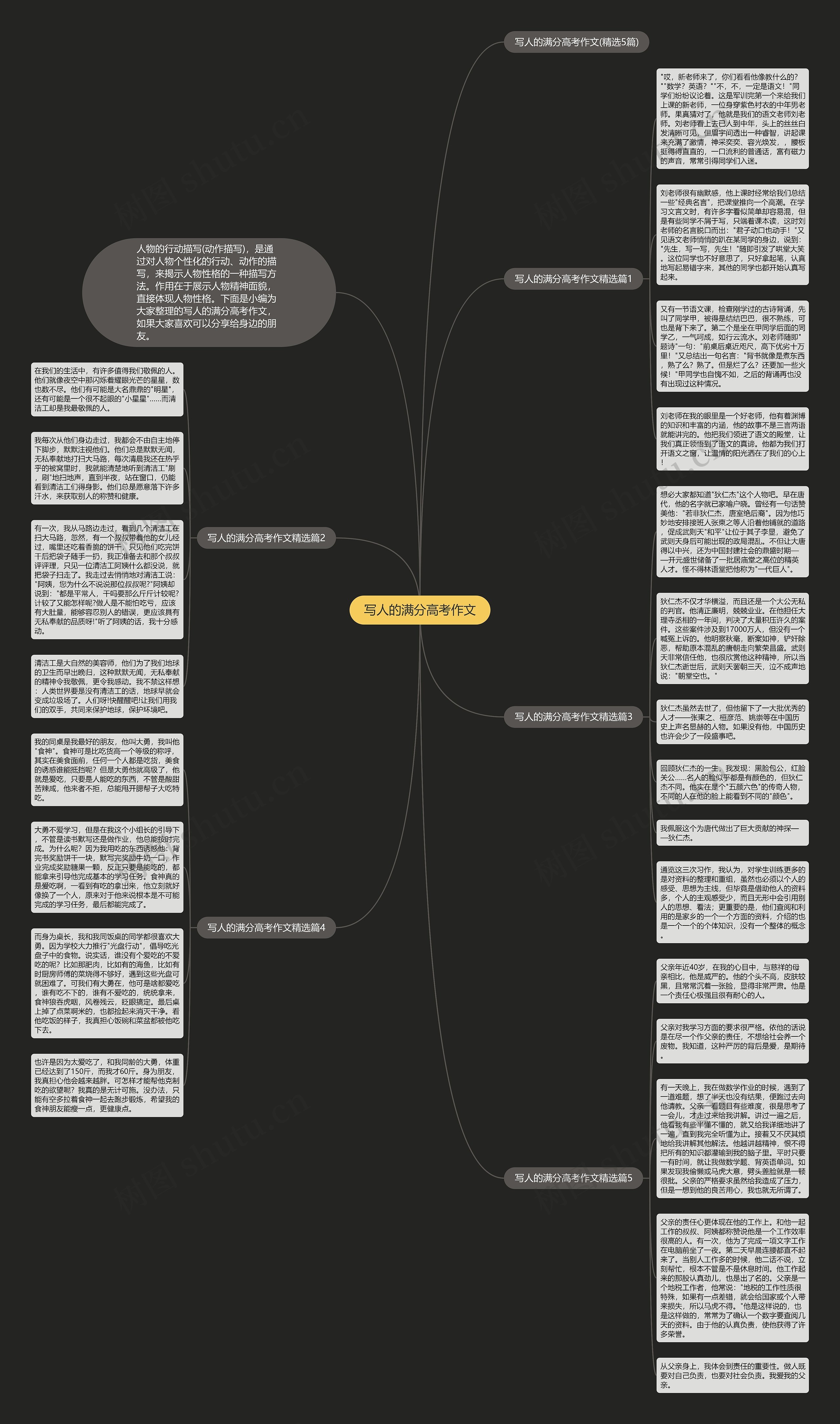 写人的满分高考作文思维导图