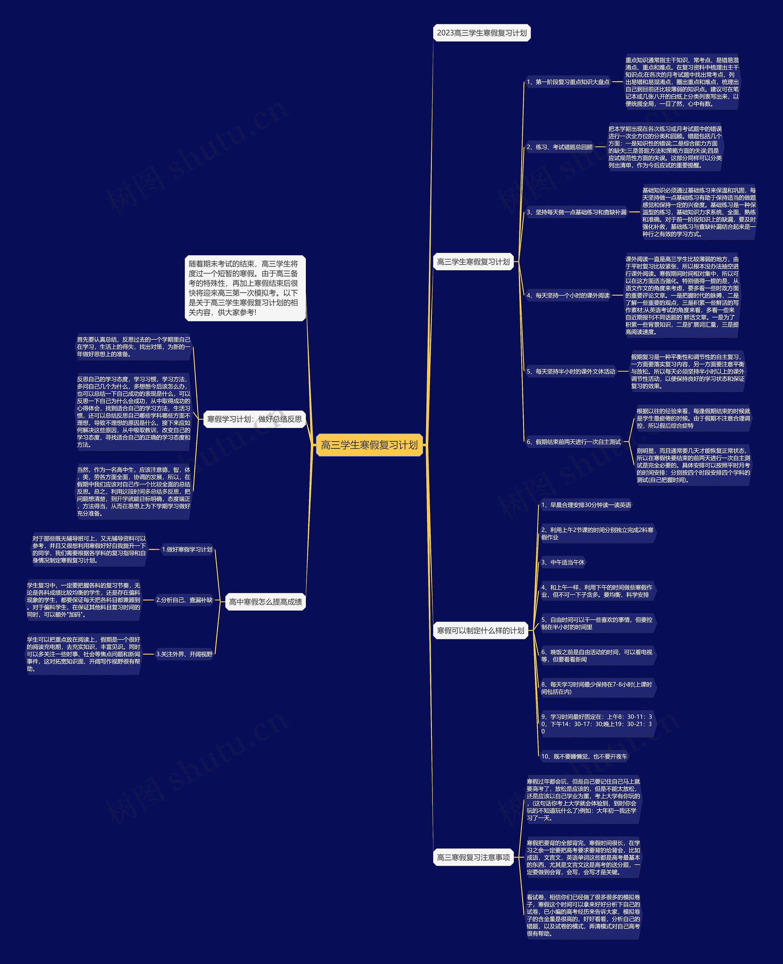 高三学生寒假复习计划思维导图