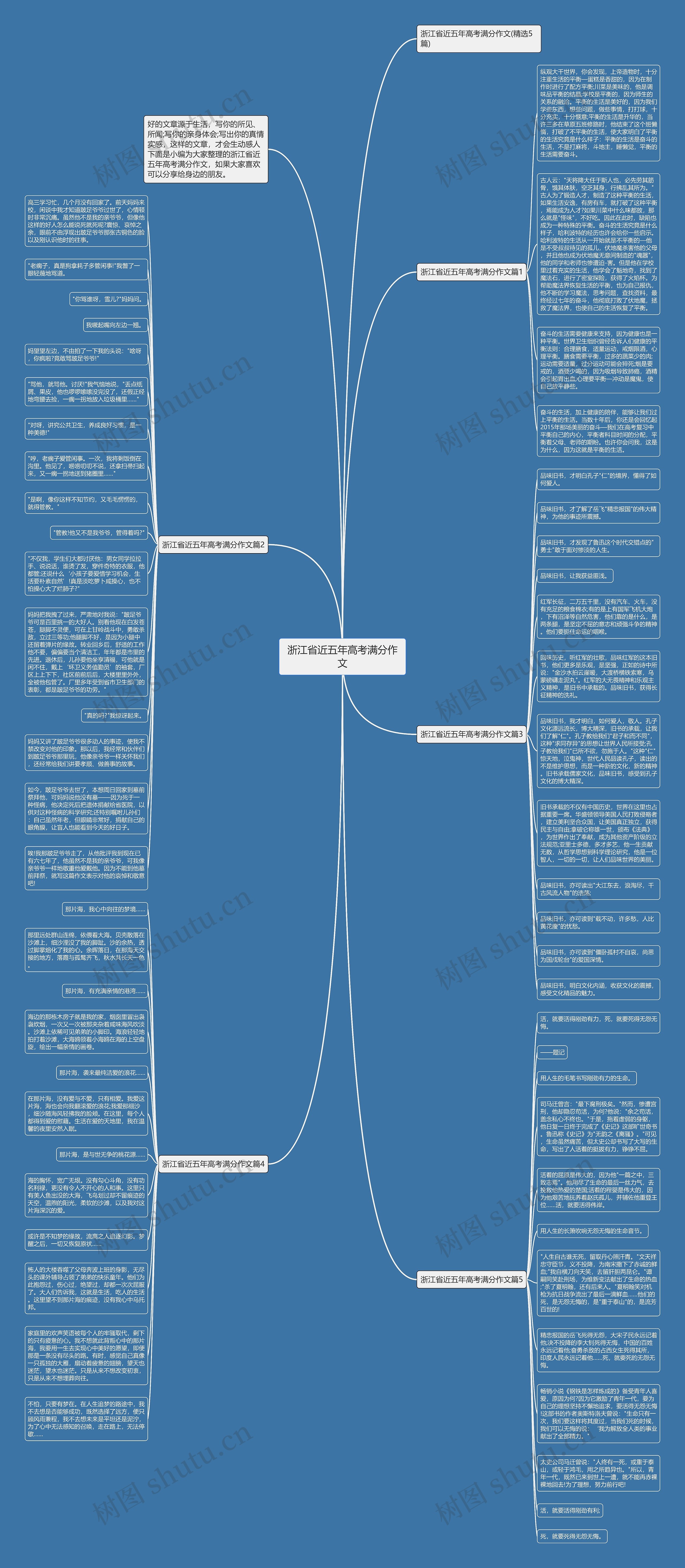 浙江省近五年高考满分作文思维导图