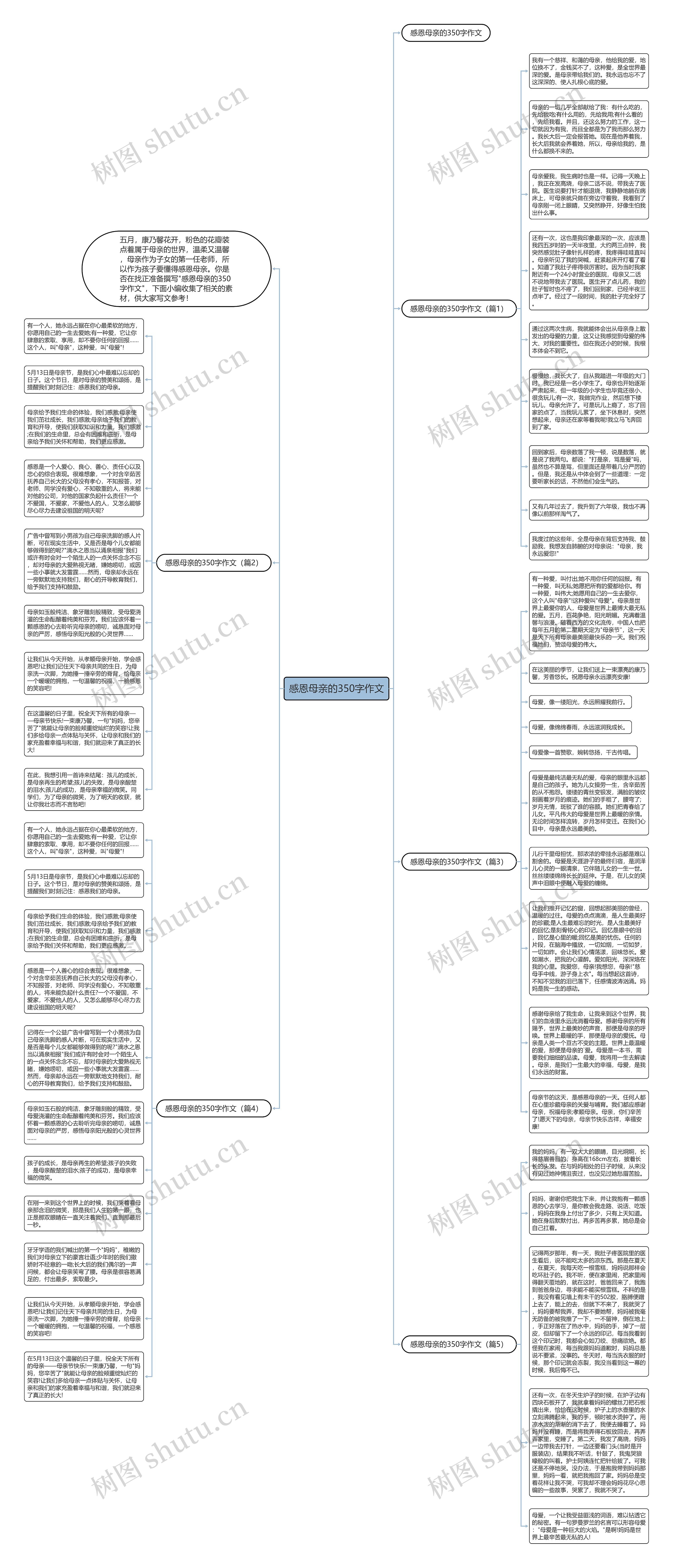 感恩母亲的350字作文思维导图