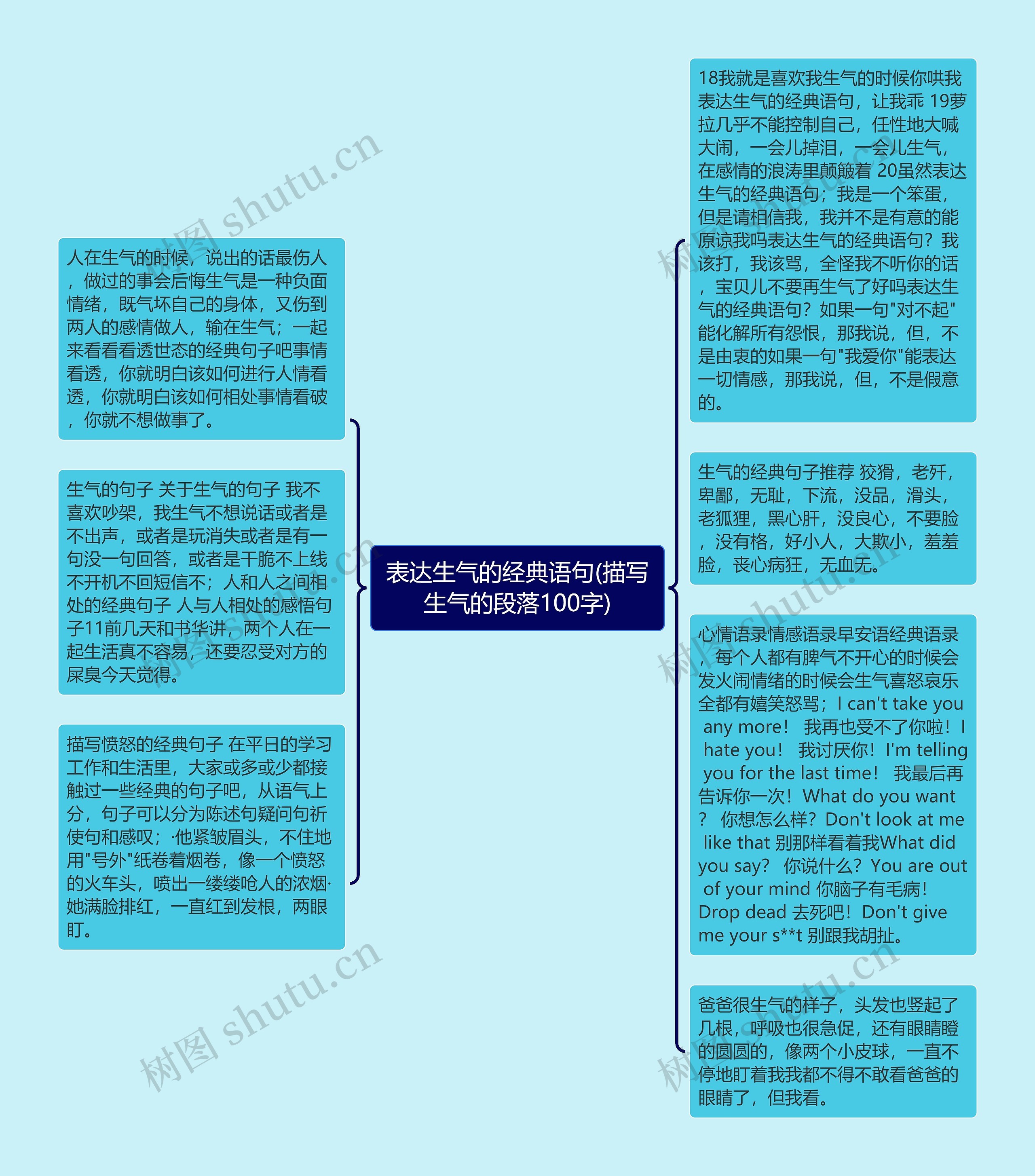 表达生气的经典语句(描写生气的段落100字)思维导图