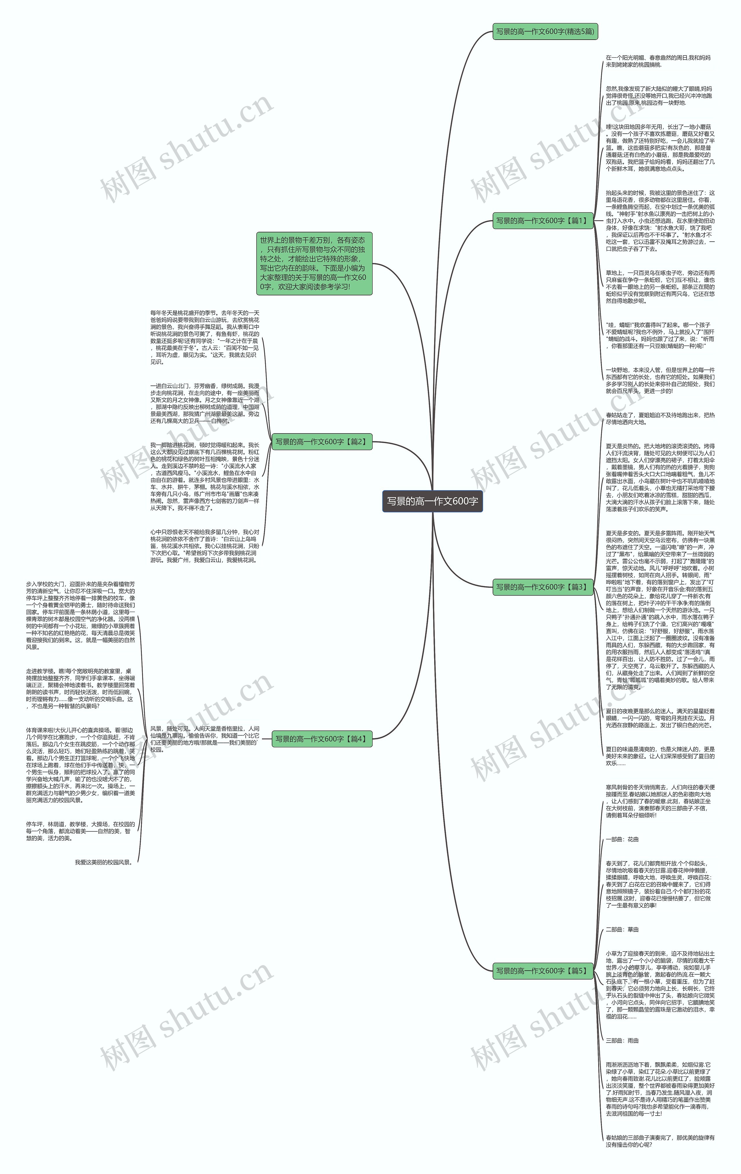 写景的高一作文600字思维导图