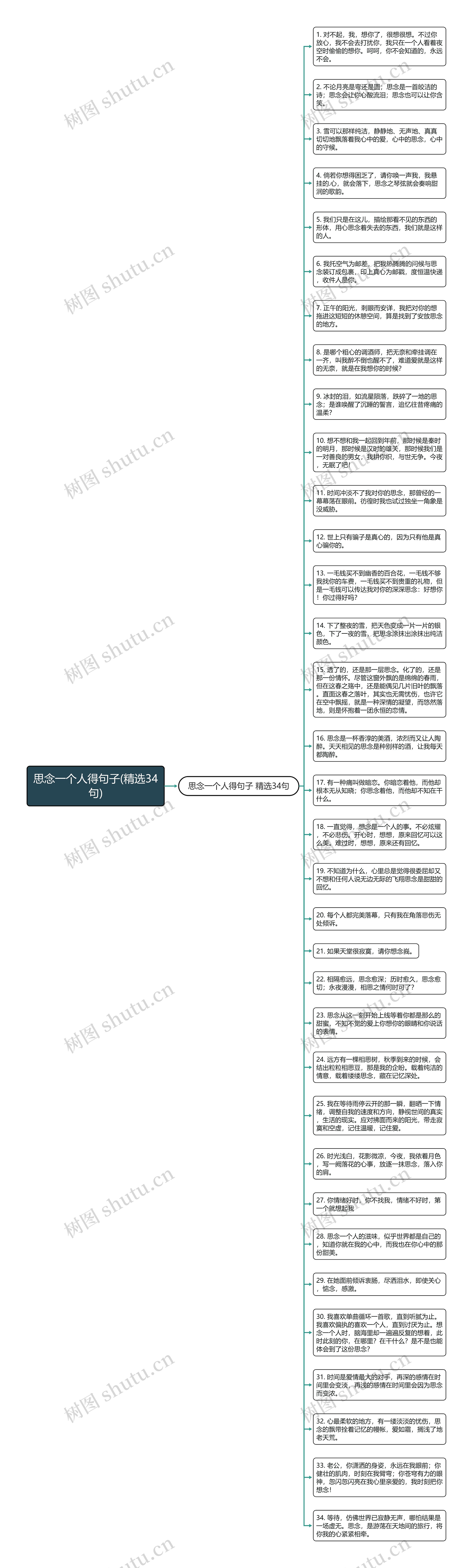 思念一个人得句子(精选34句)思维导图