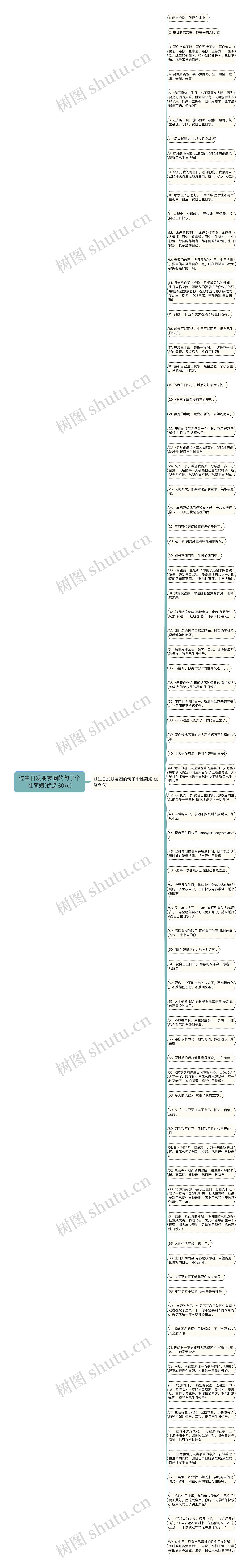 过生日发朋友圈的句子个性简短(优选80句)思维导图