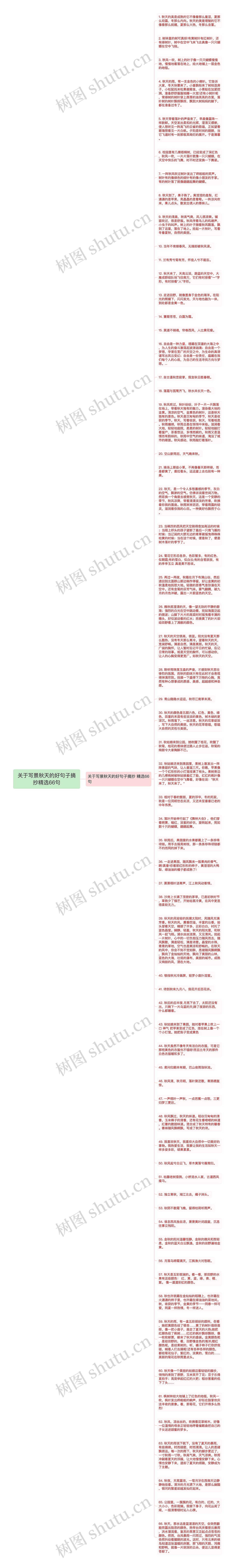 关于写景秋天的好句子摘抄精选66句思维导图