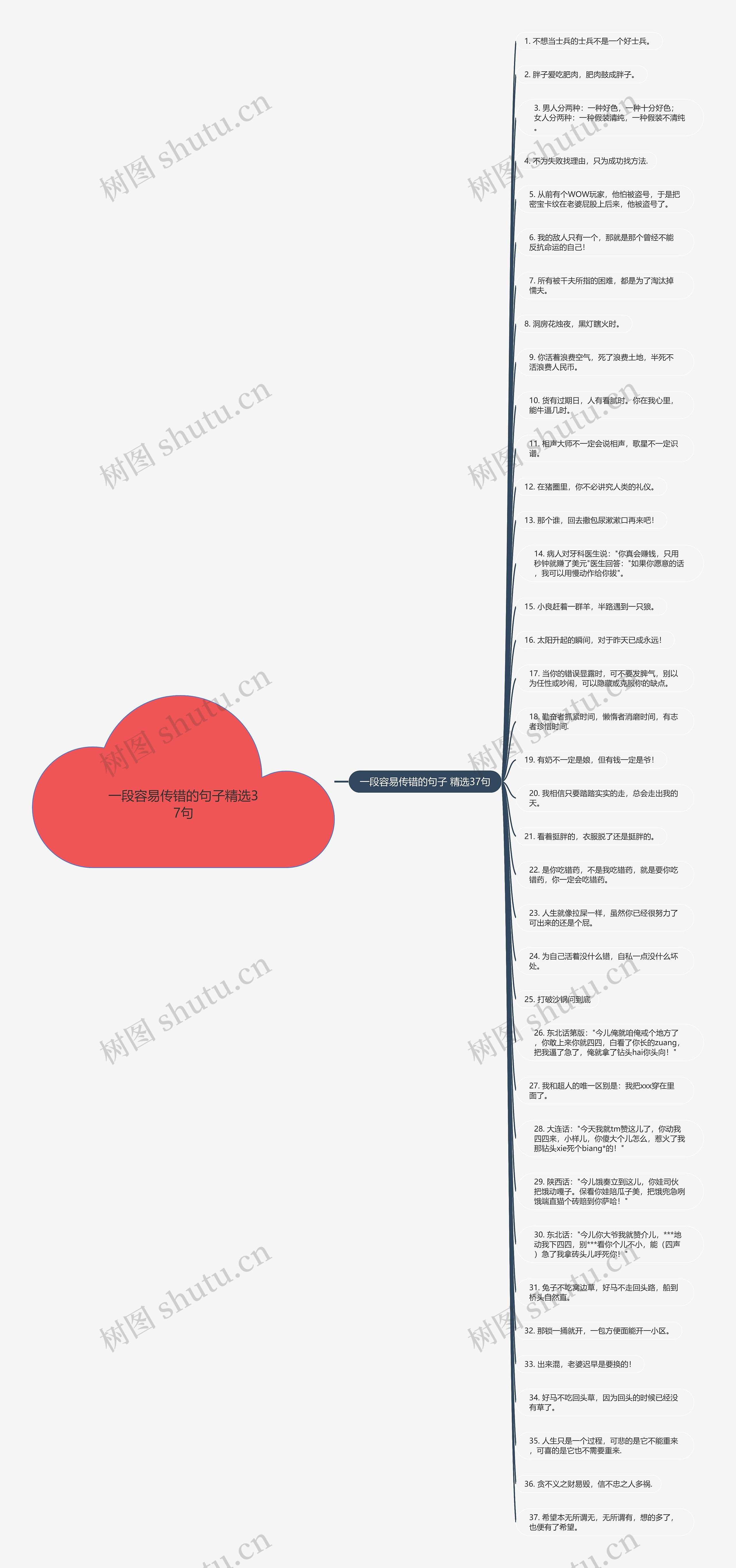 一段容易传错的句子精选37句思维导图