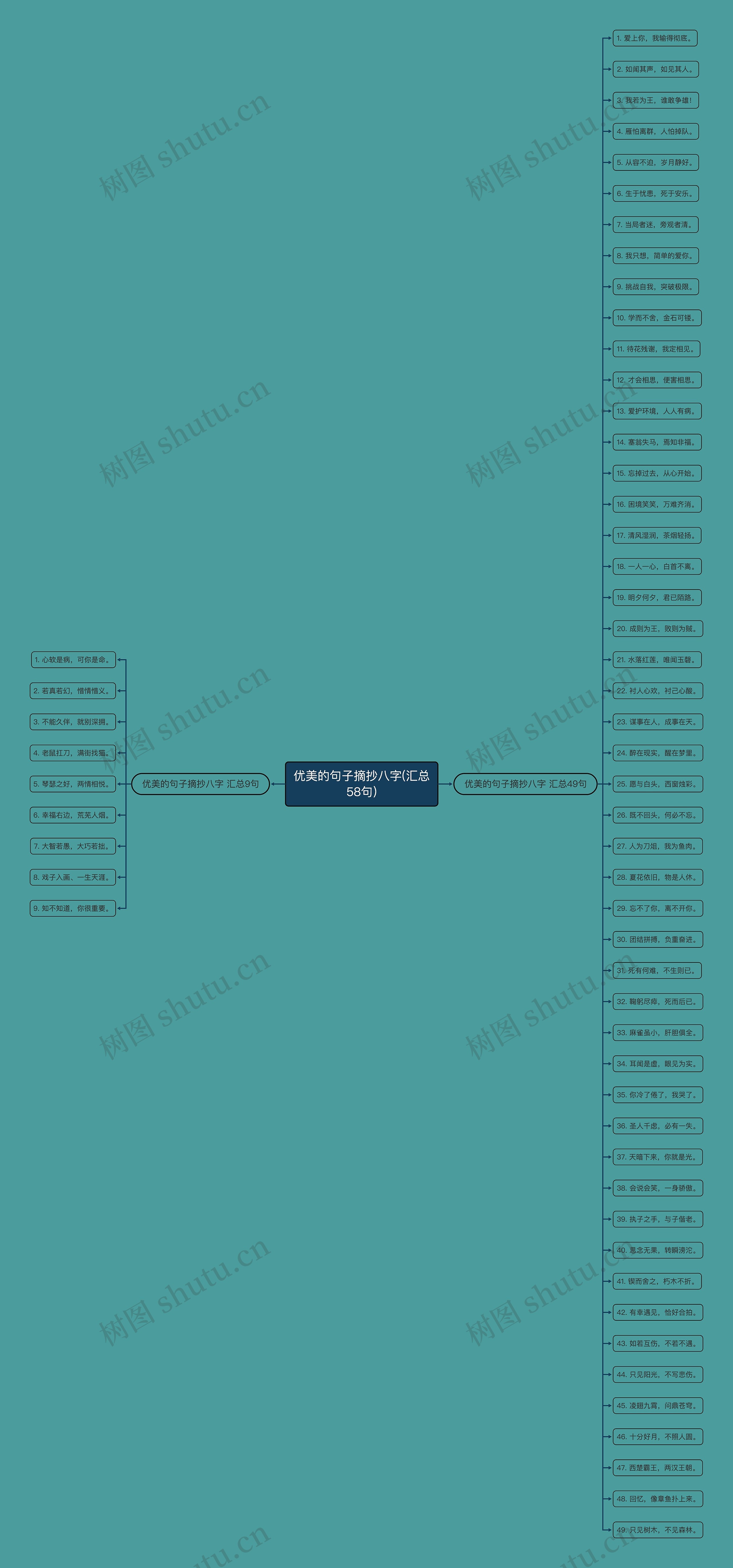优美的句子摘抄八字(汇总58句)思维导图