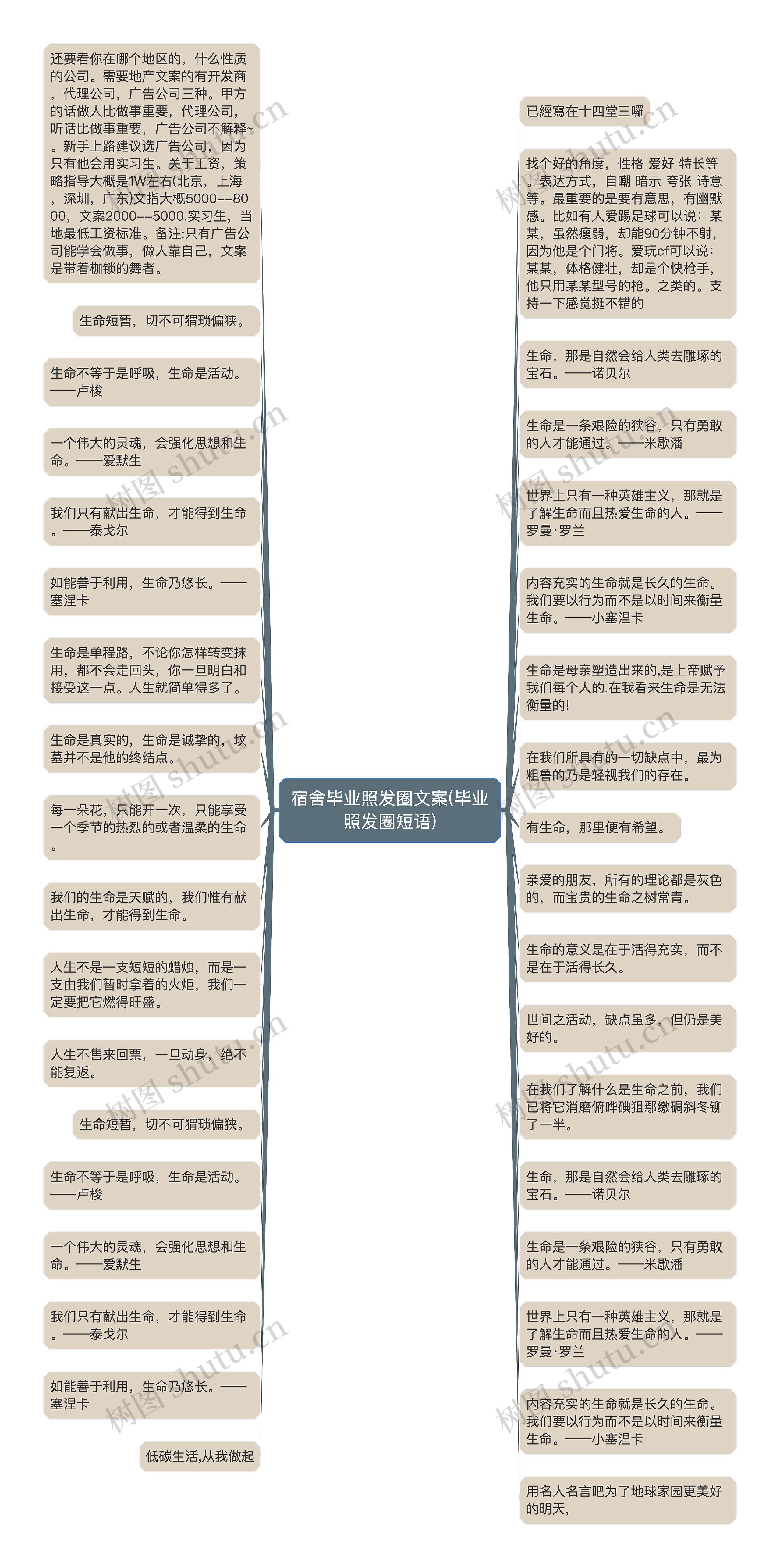 宿舍毕业照发圈文案(毕业照发圈短语)思维导图