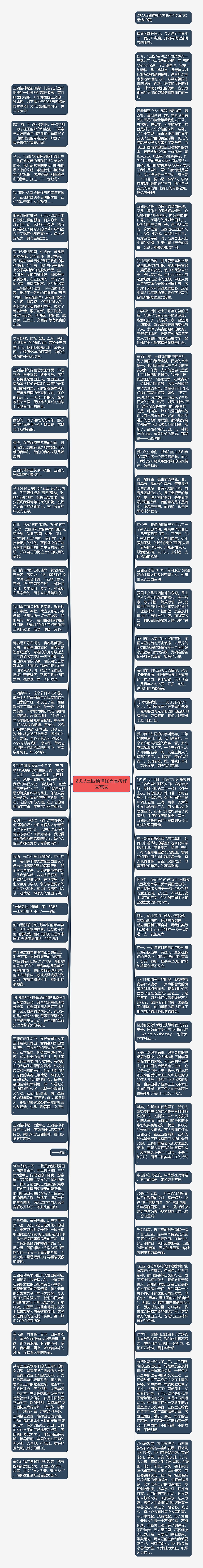 2023五四精神优秀高考作文范文