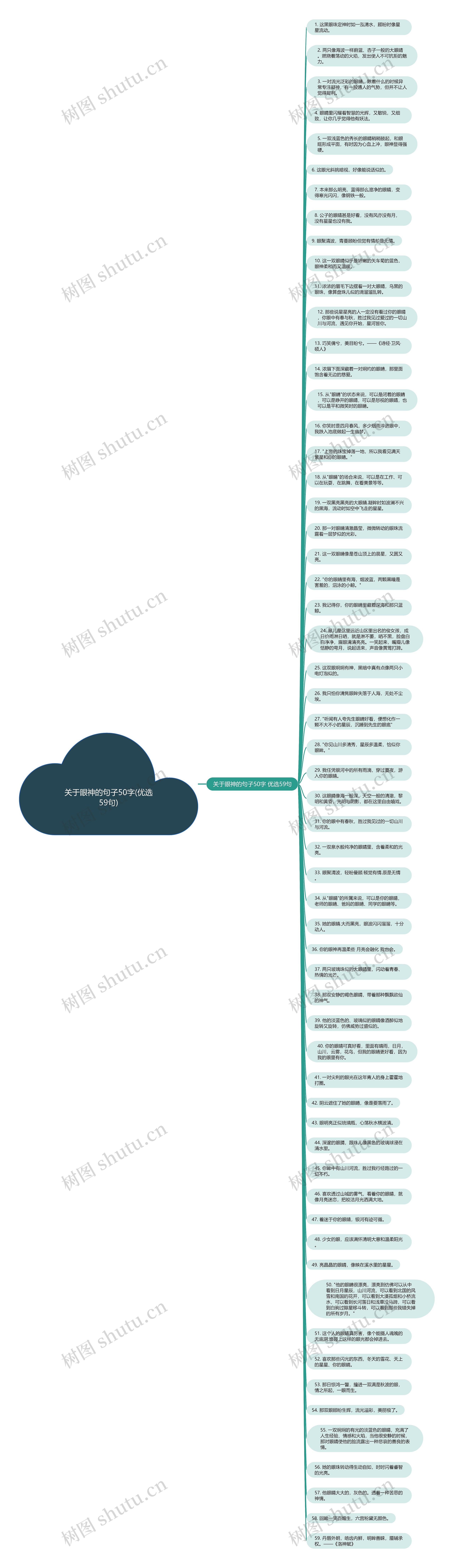关于眼神的句子50字(优选59句)思维导图