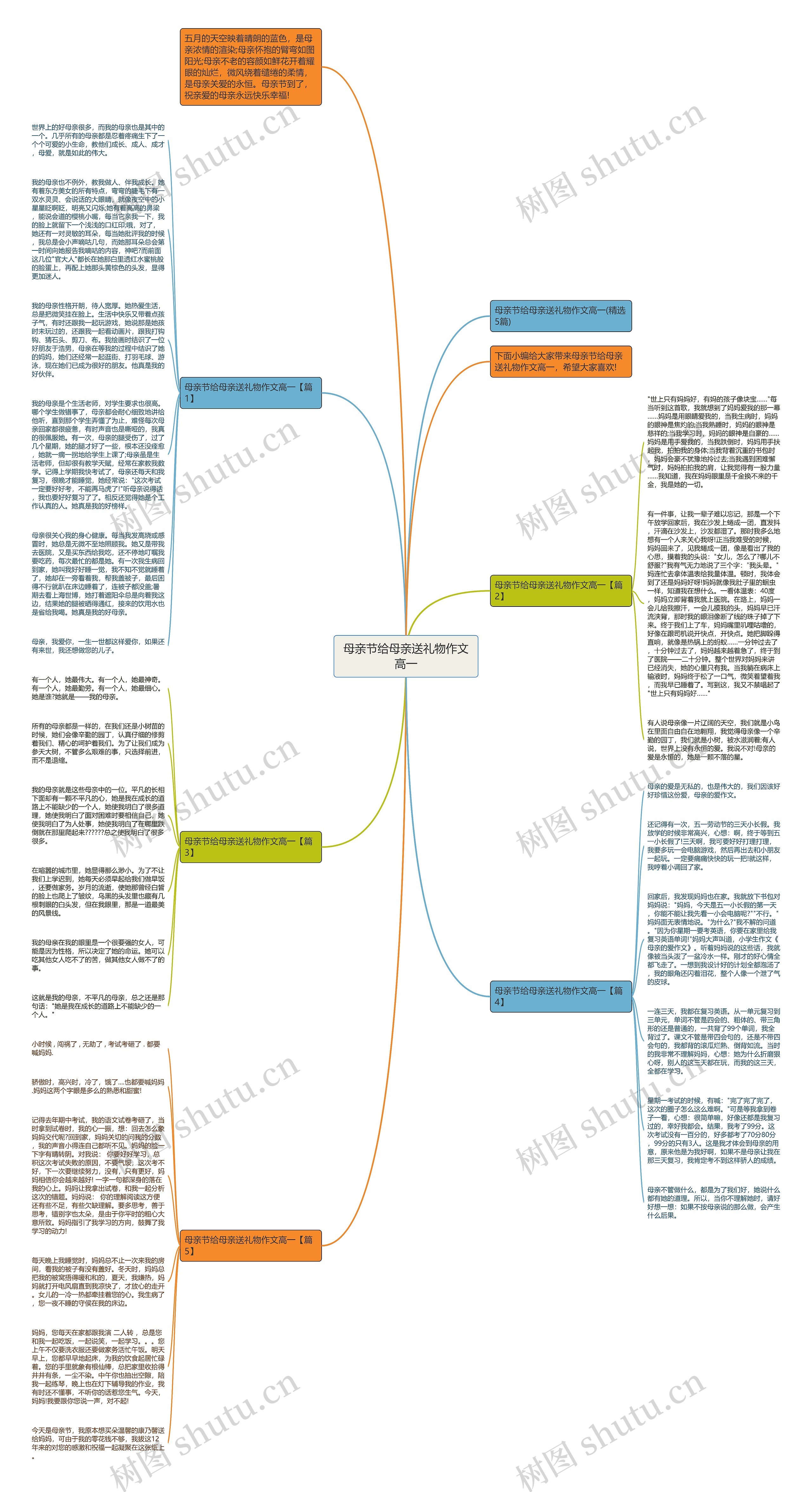 母亲节给母亲送礼物作文高一思维导图