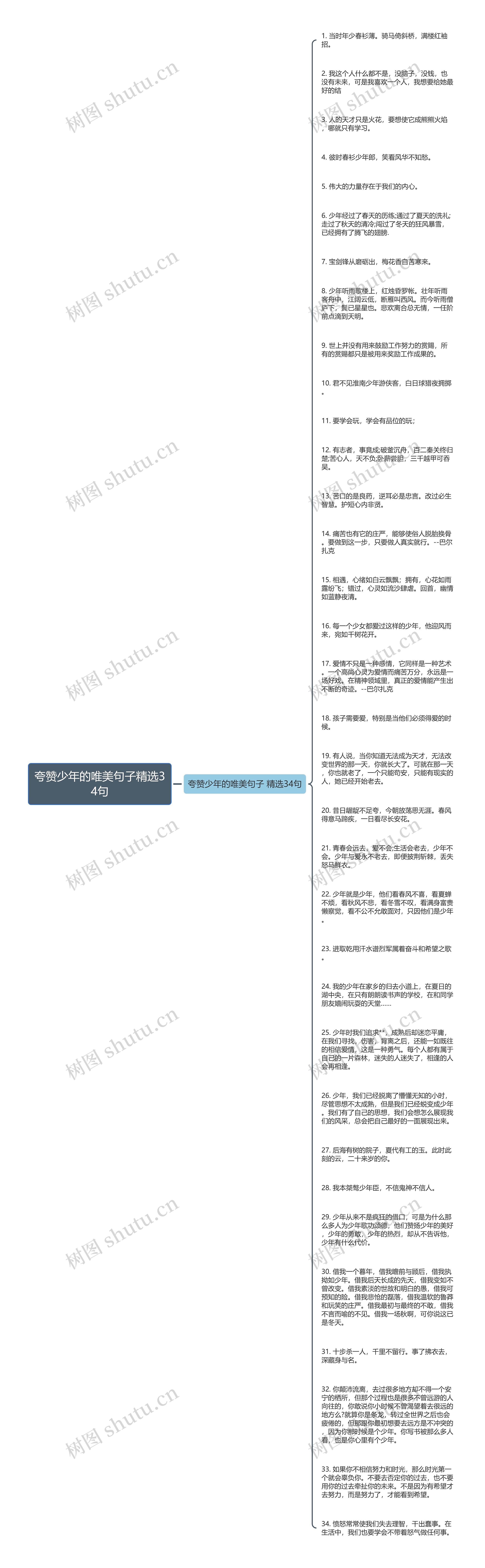 夸赞少年的唯美句子精选34句思维导图