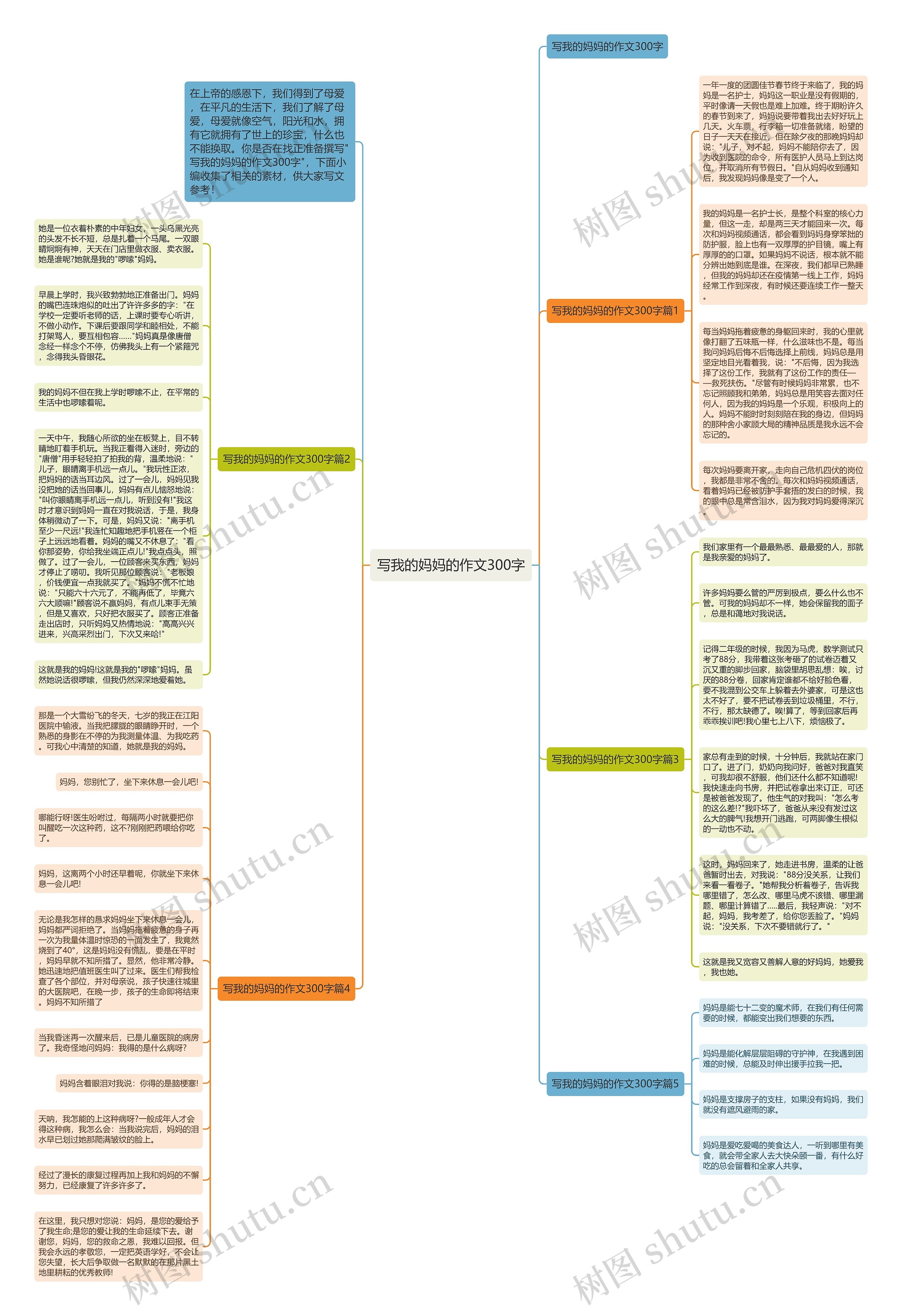 写我的妈妈的作文300字思维导图