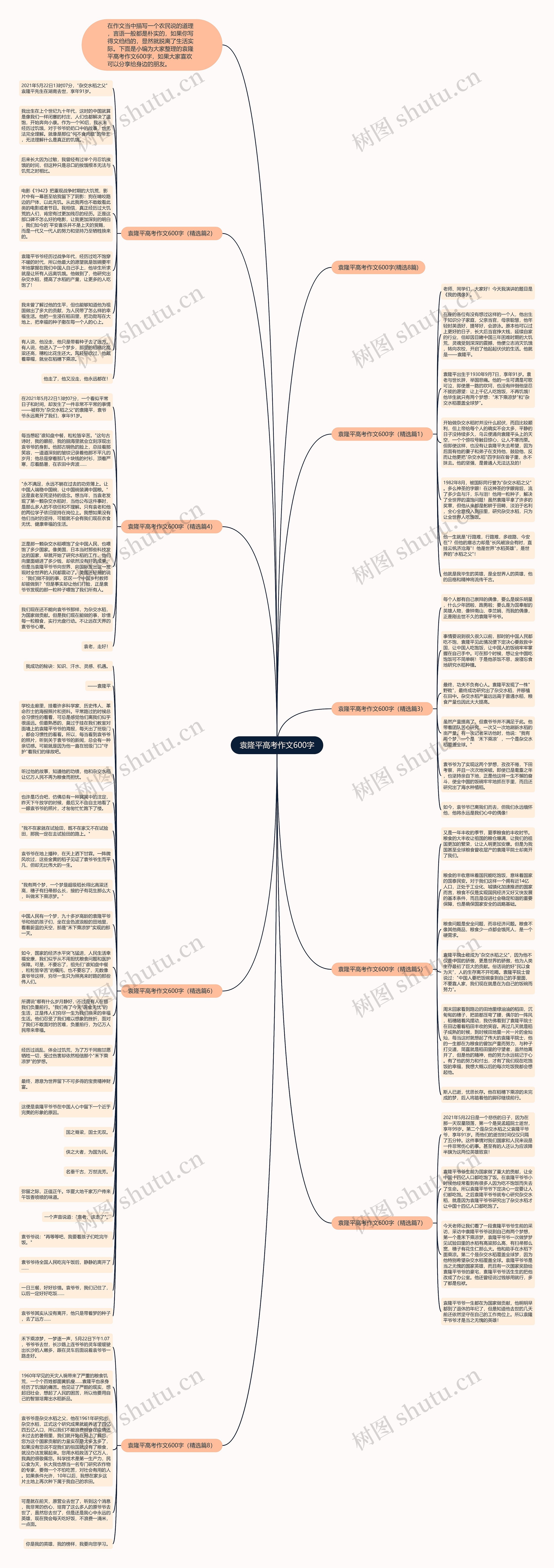 袁隆平高考作文600字思维导图高清图 袁隆平高考作文600字思维导图