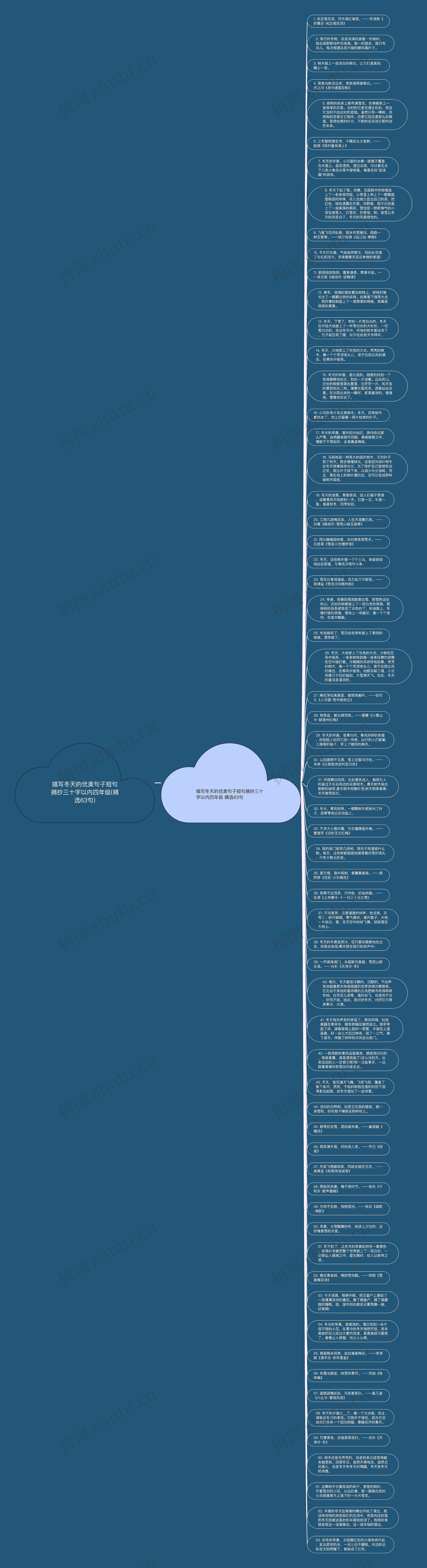 描写冬天的优美句子短句摘抄三十字以内四年级(精选63句)思维导图