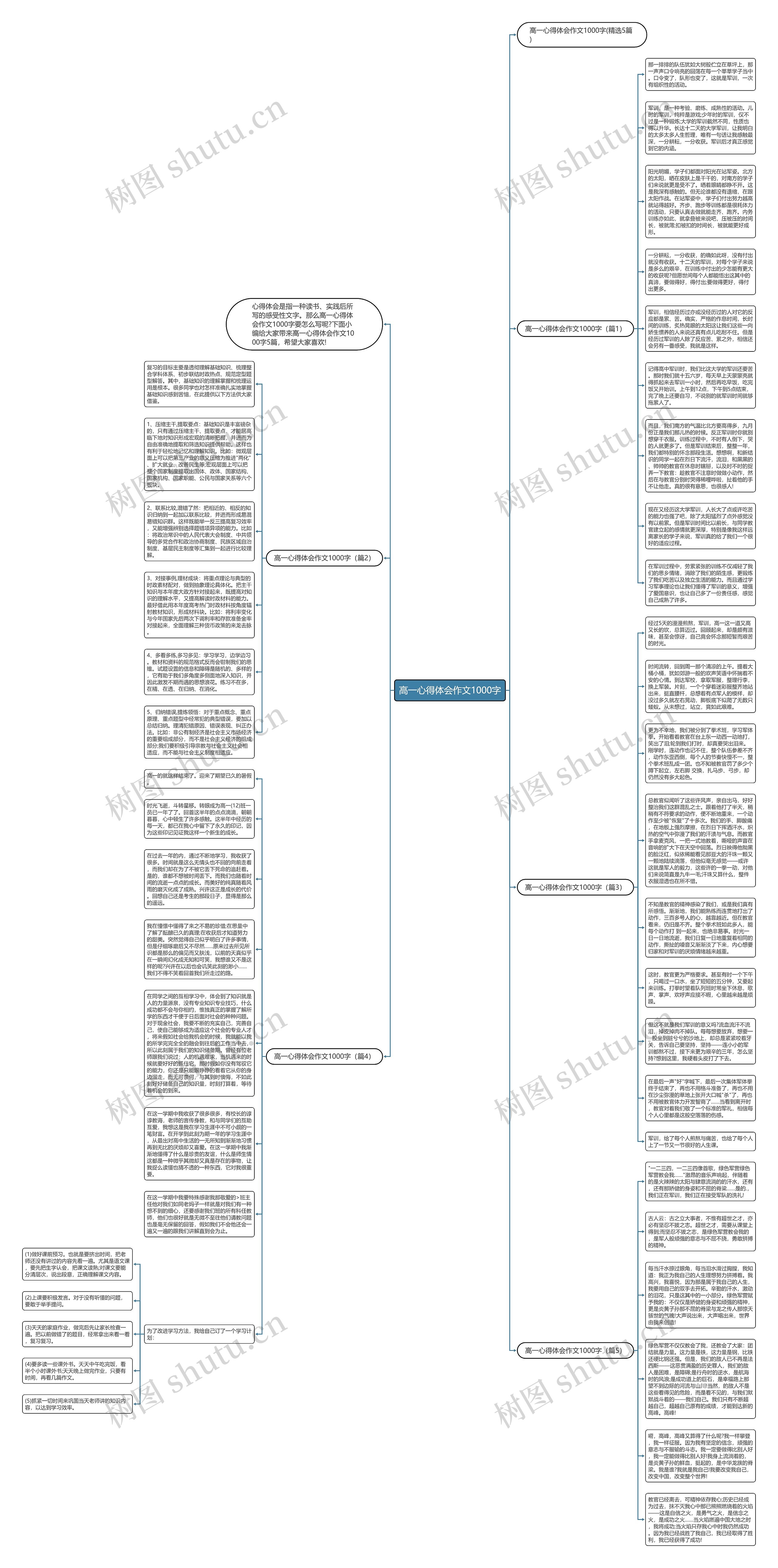 高一心得体会作文1000字思维导图