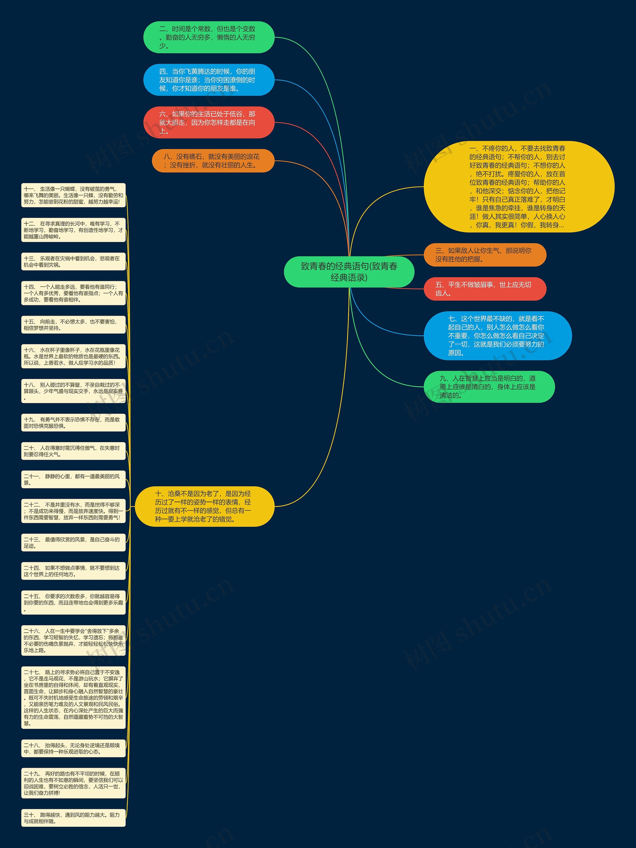 致青春的经典语句(致青春经典语录)思维导图
