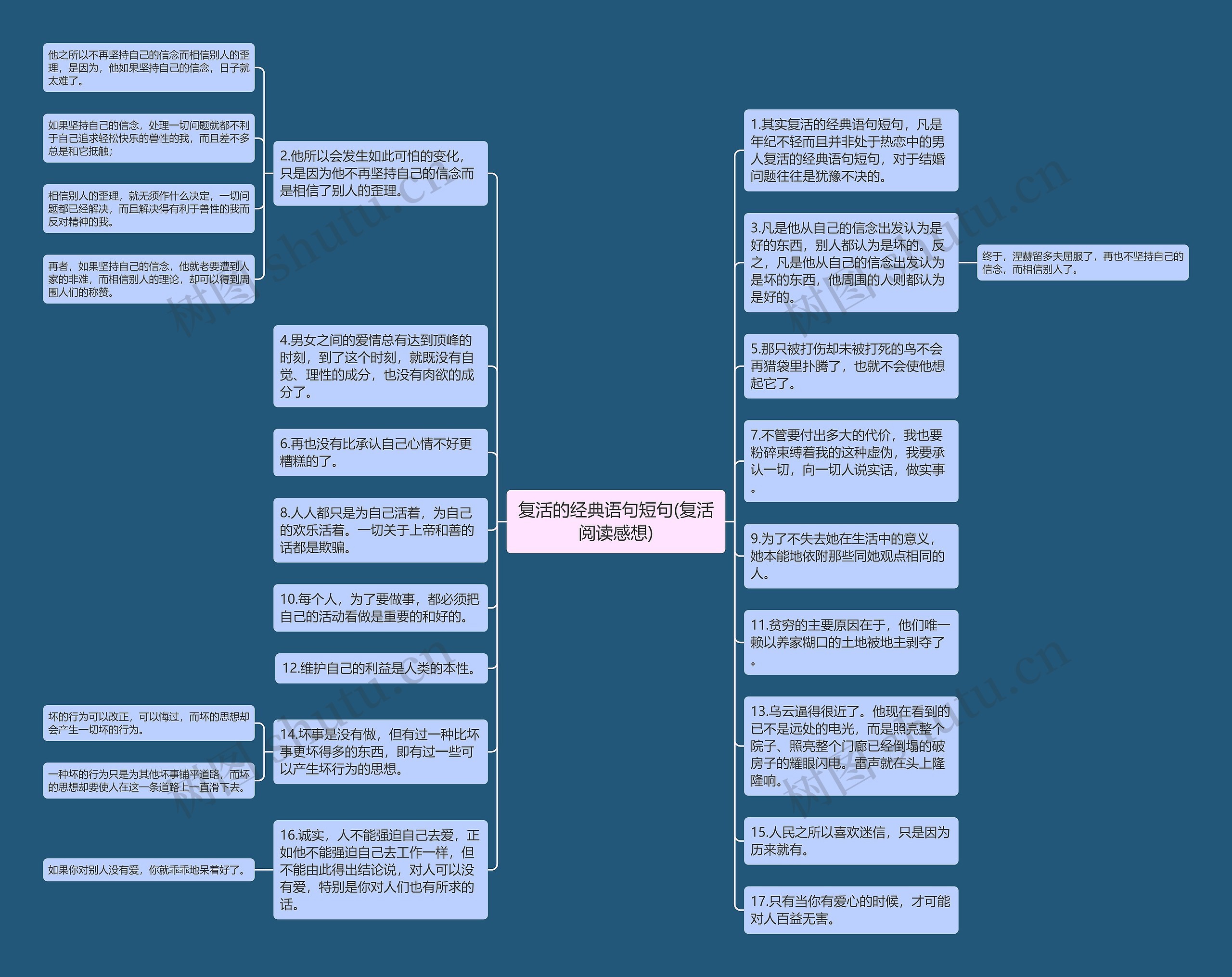 复活的经典语句短句(复活阅读感想)思维导图