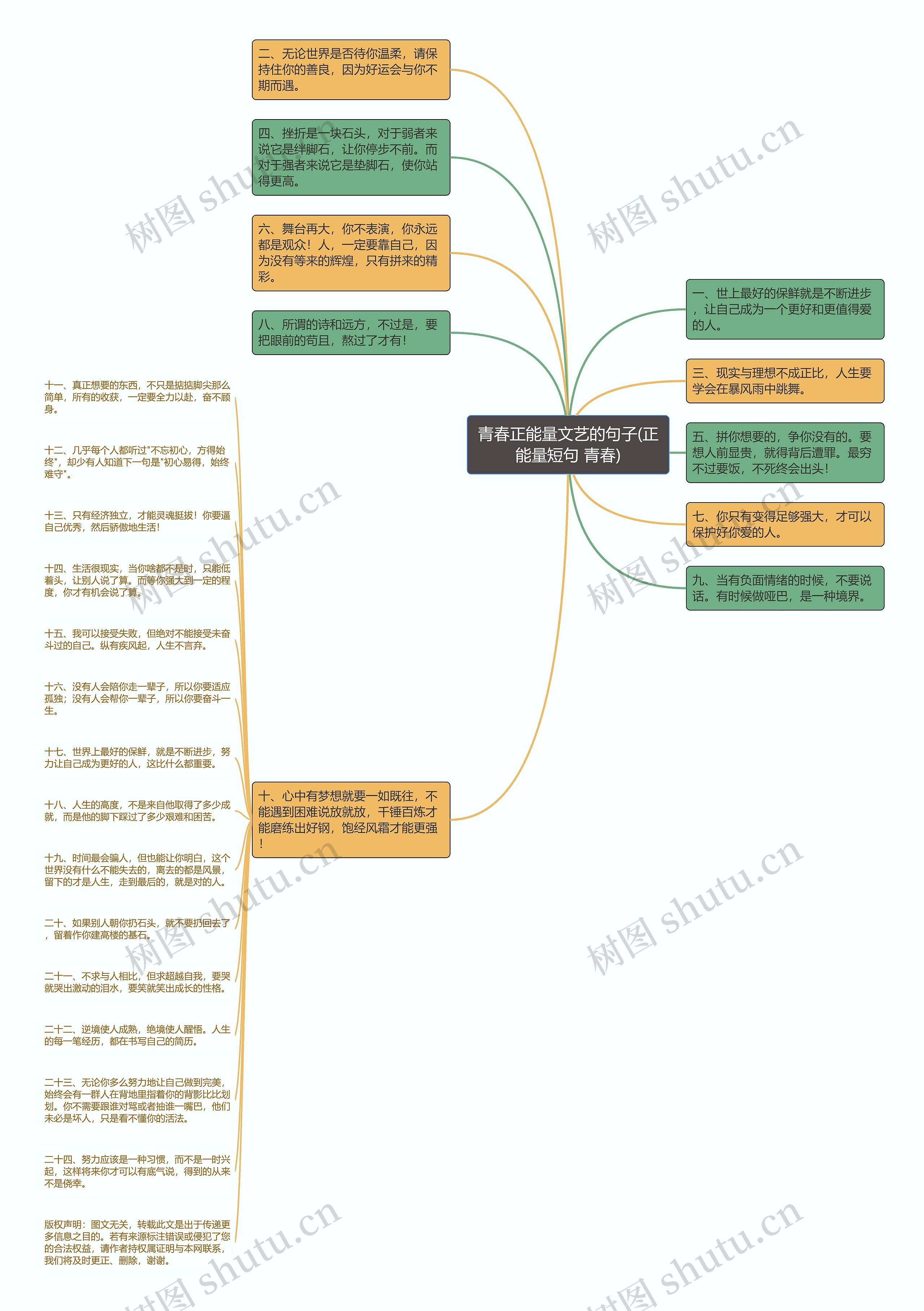 青春正能量文艺的句子(正能量短句 青春)思维导图
