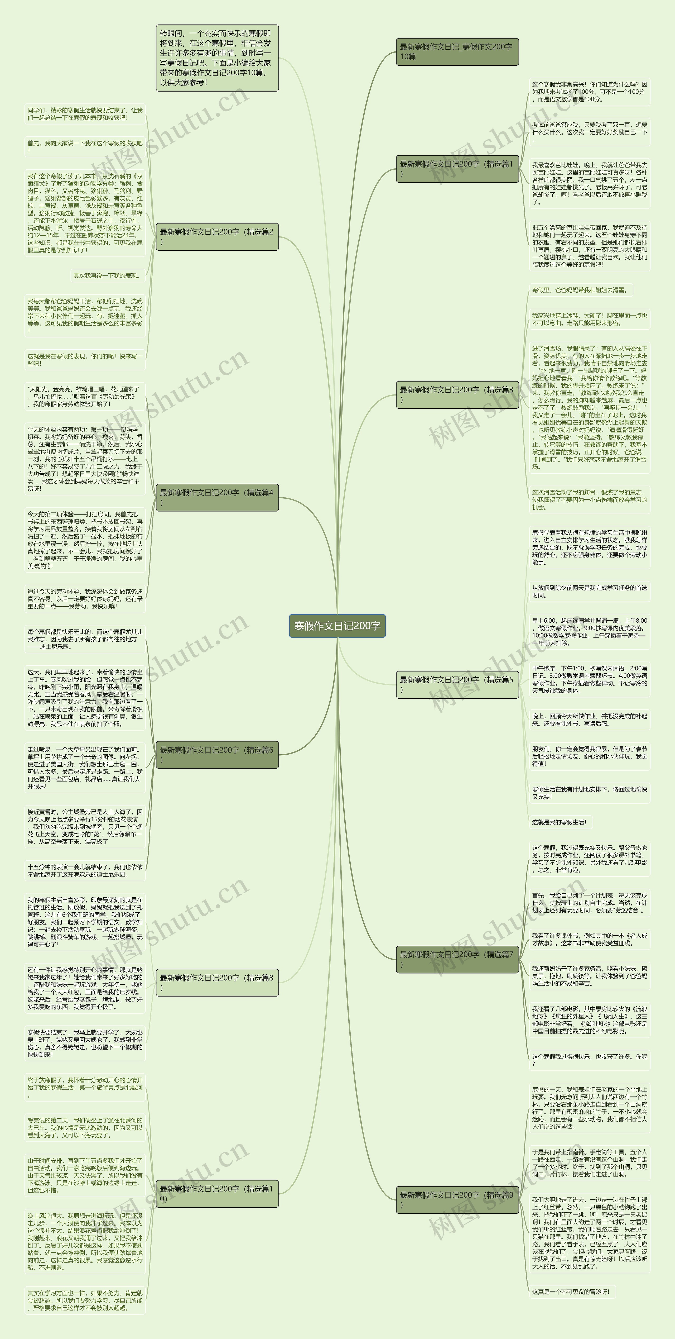 寒假作文日记200字思维导图