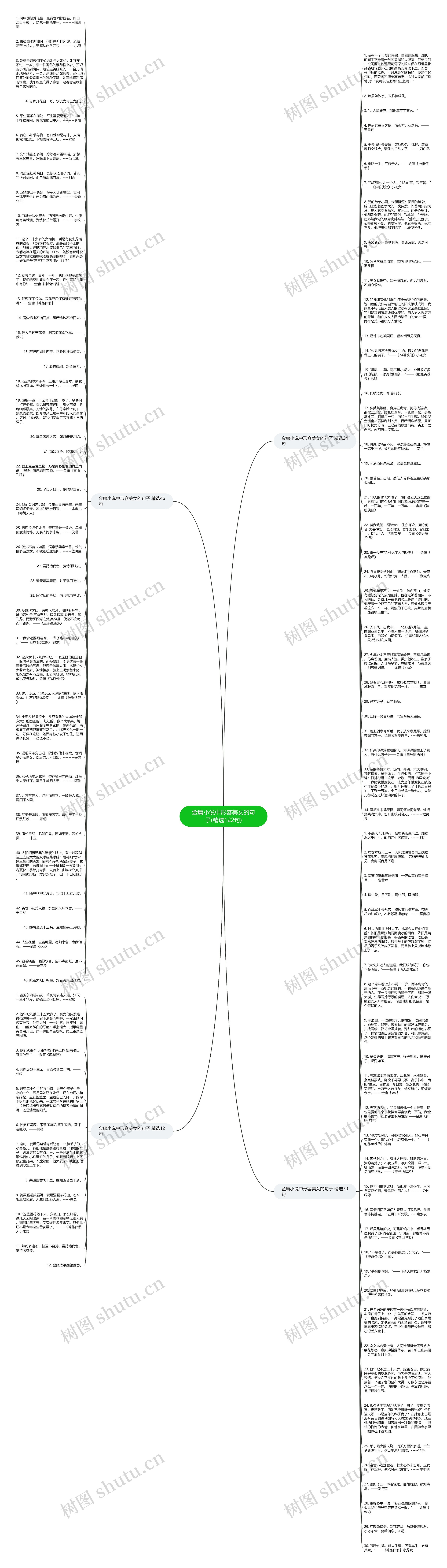 金庸小说中形容美女的句子(精选122句)思维导图