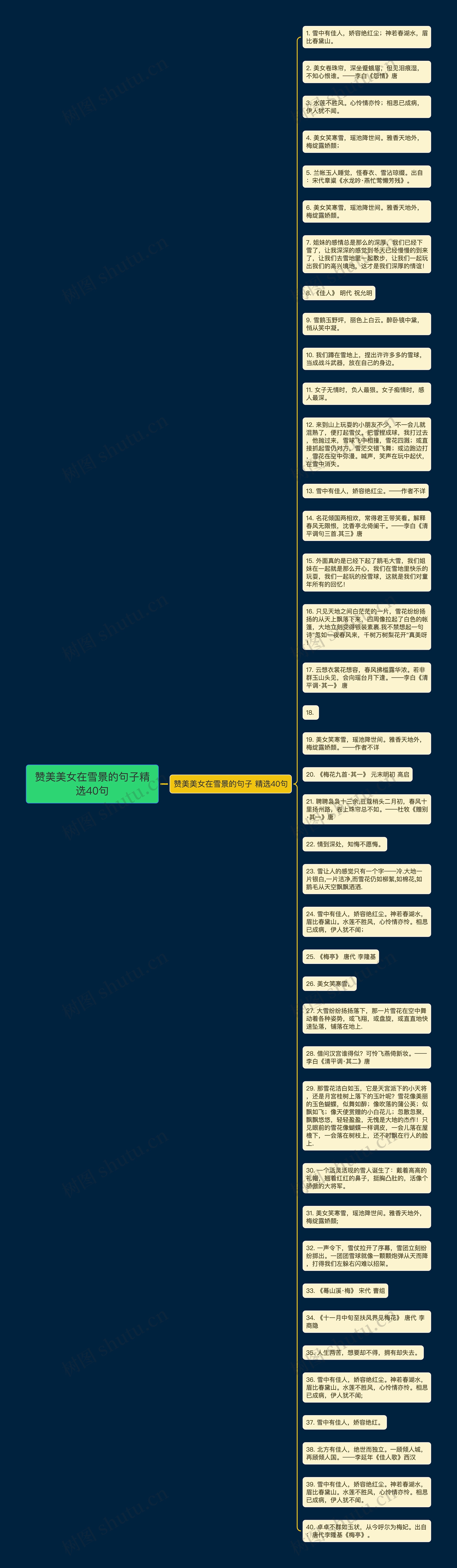 赞美美女在雪景的句子精选40句思维导图