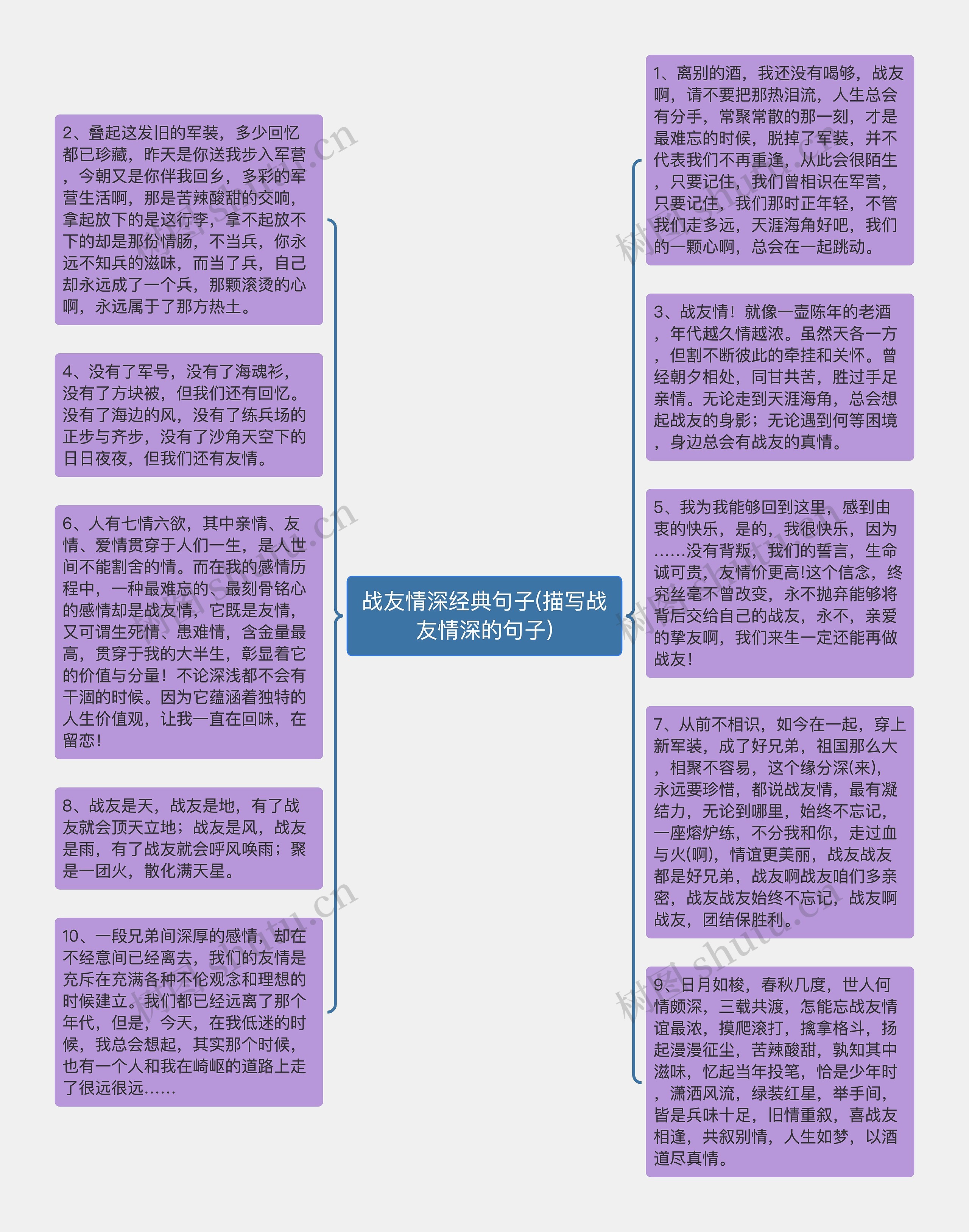 战友情深经典句子(描写战友情深的句子)思维导图