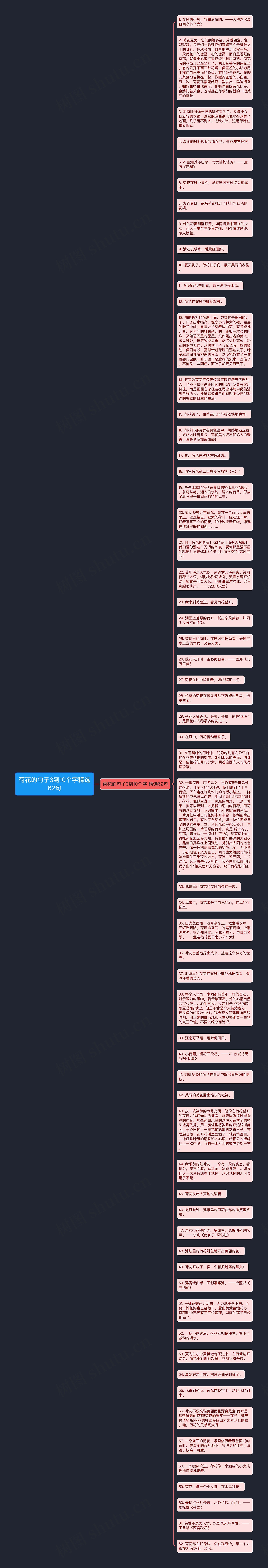 荷花的句子3到10个字精选62句思维导图