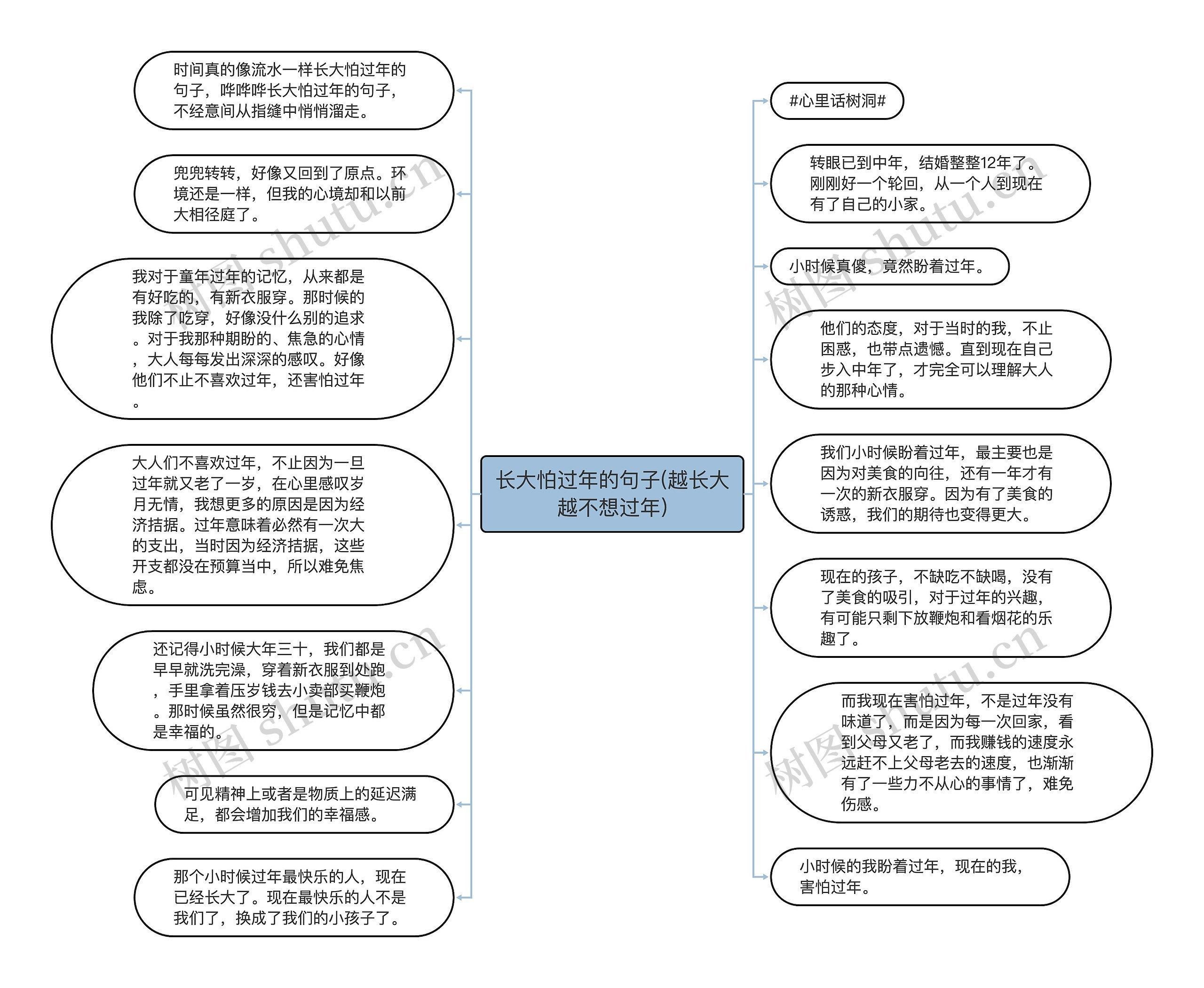 长大怕过年的句子(越长大越不想过年)思维导图