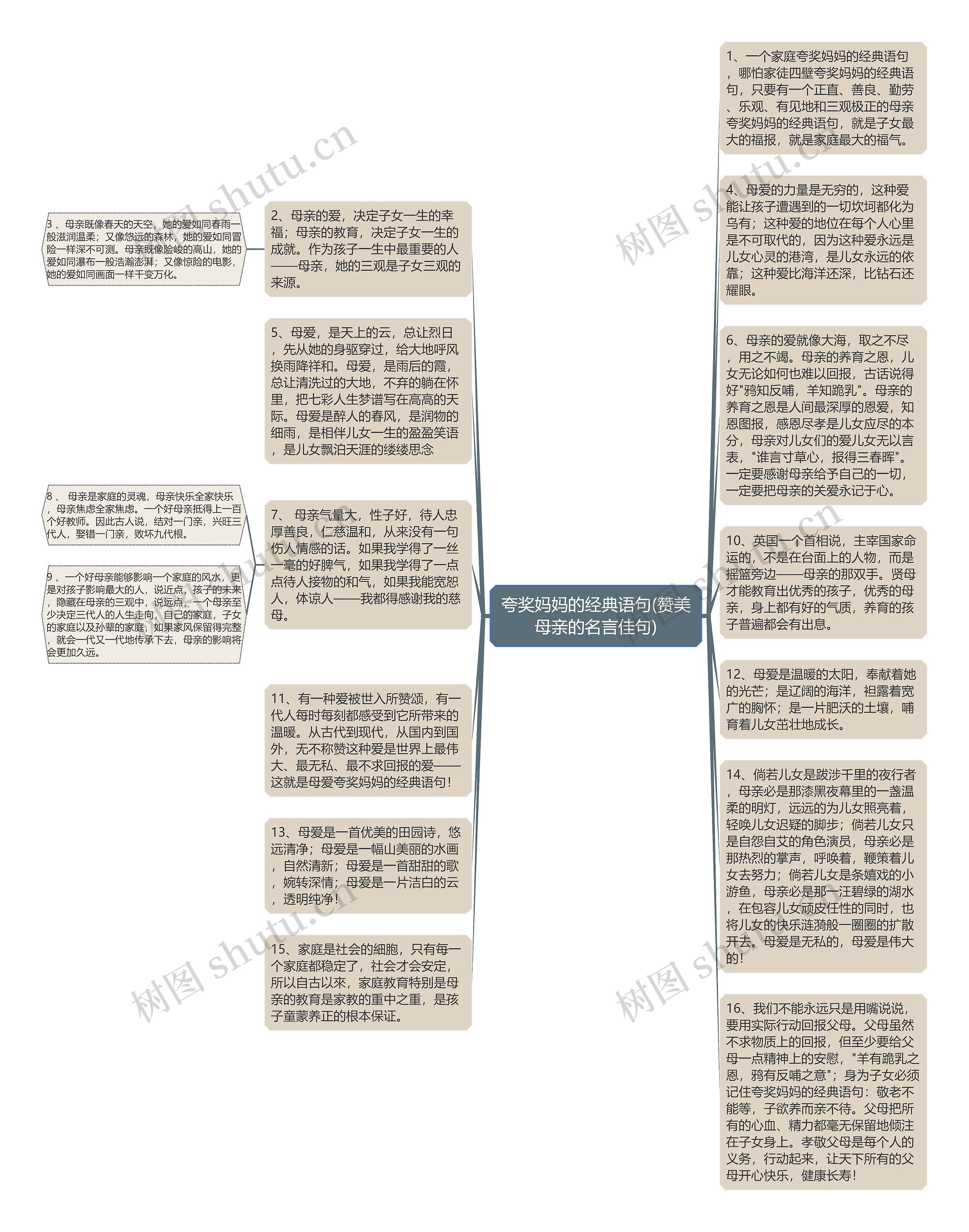 夸奖妈妈的经典语句(赞美母亲的名言佳句)思维导图