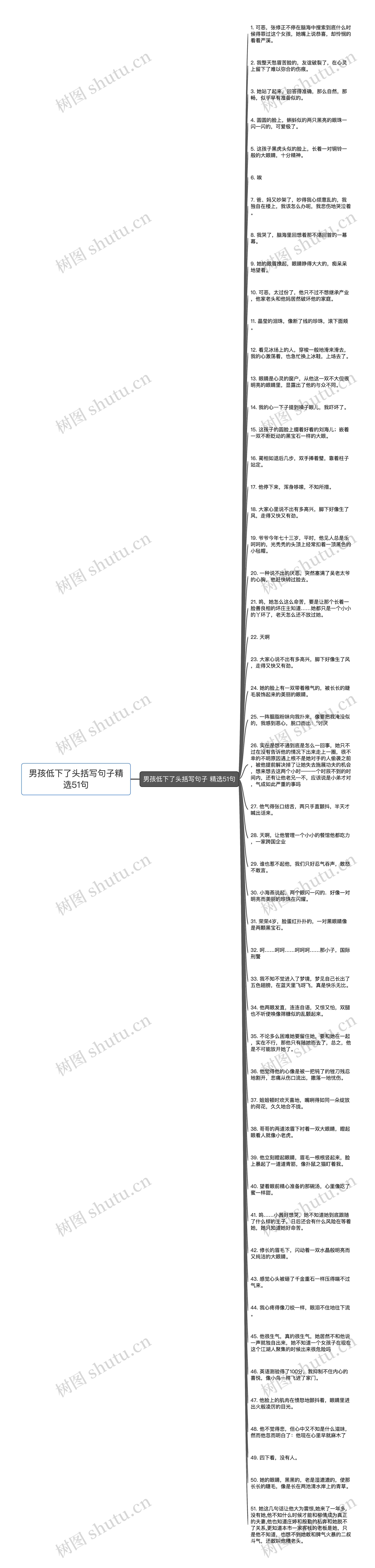 男孩低下了头括写句子精选51句思维导图