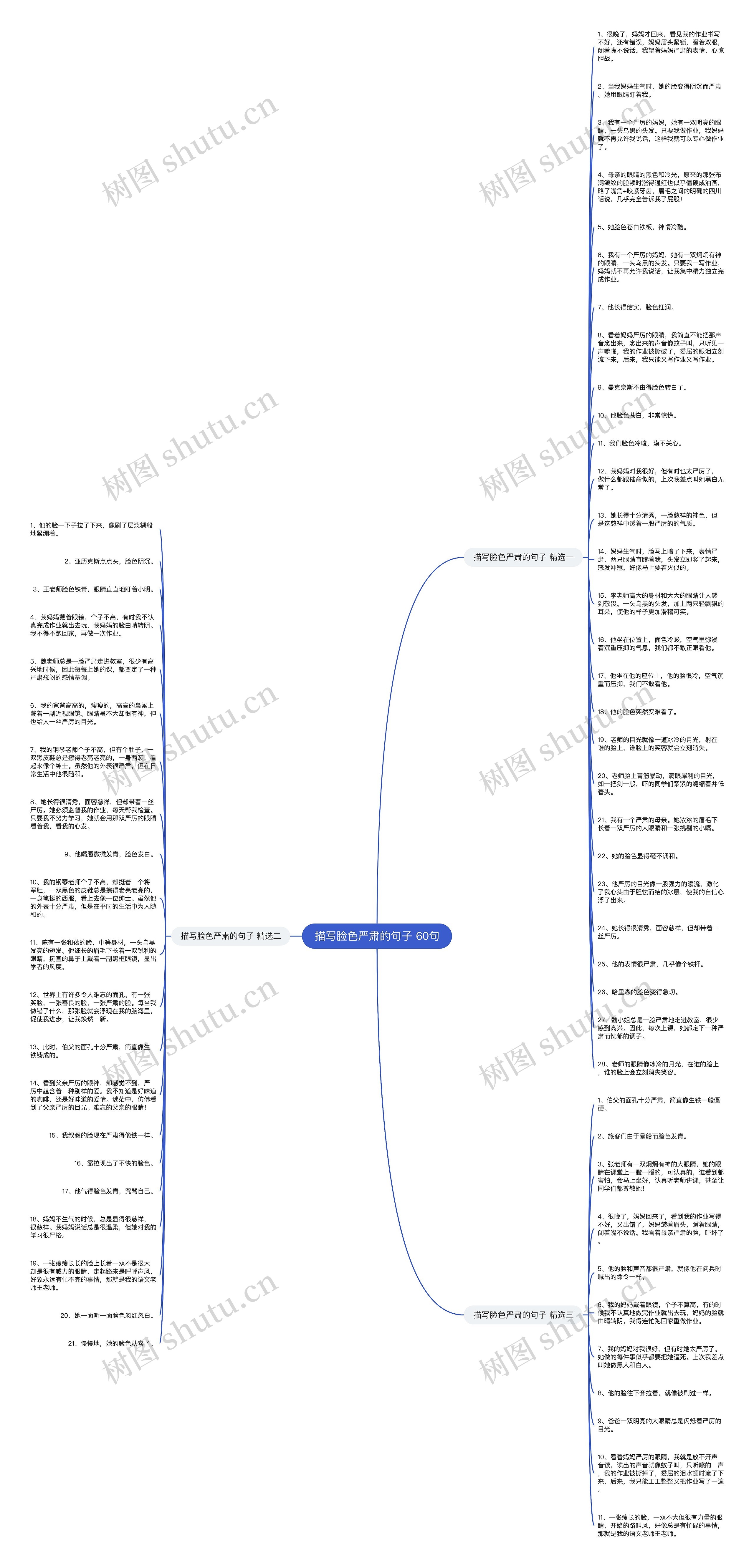 描写脸色严肃的句子 60句思维导图